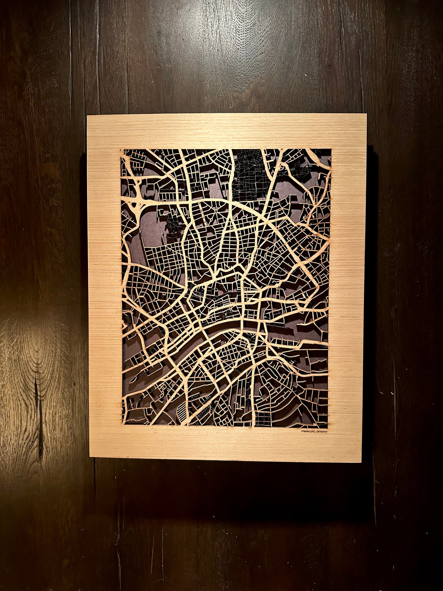 Frankfurt, Germany City Street Map | Modern Wood Wall Art in a Minimalist design. 2 sizes