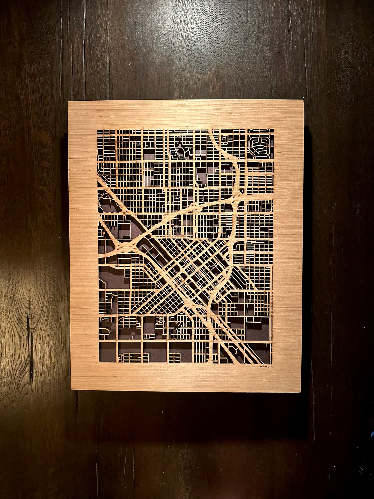 Fresno, CA City Street Map | Modern Wood Wall Art in a Minimalist design. 2 sizes