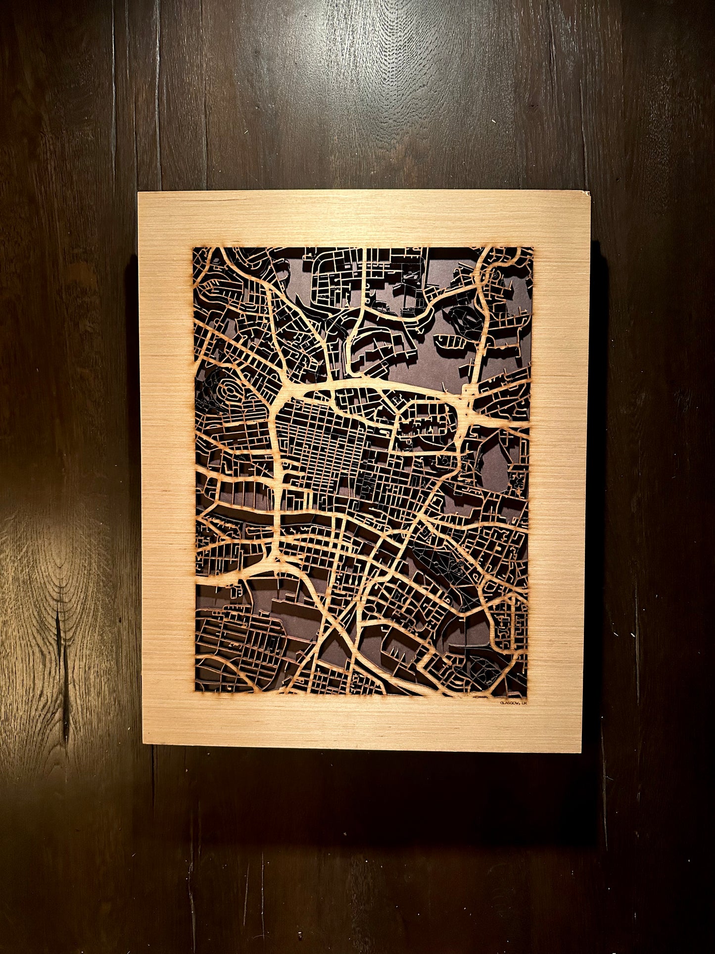 Glasgow, UK City Street Map | Modern Wood Wall Art in a Minimalist design. 2 sizes