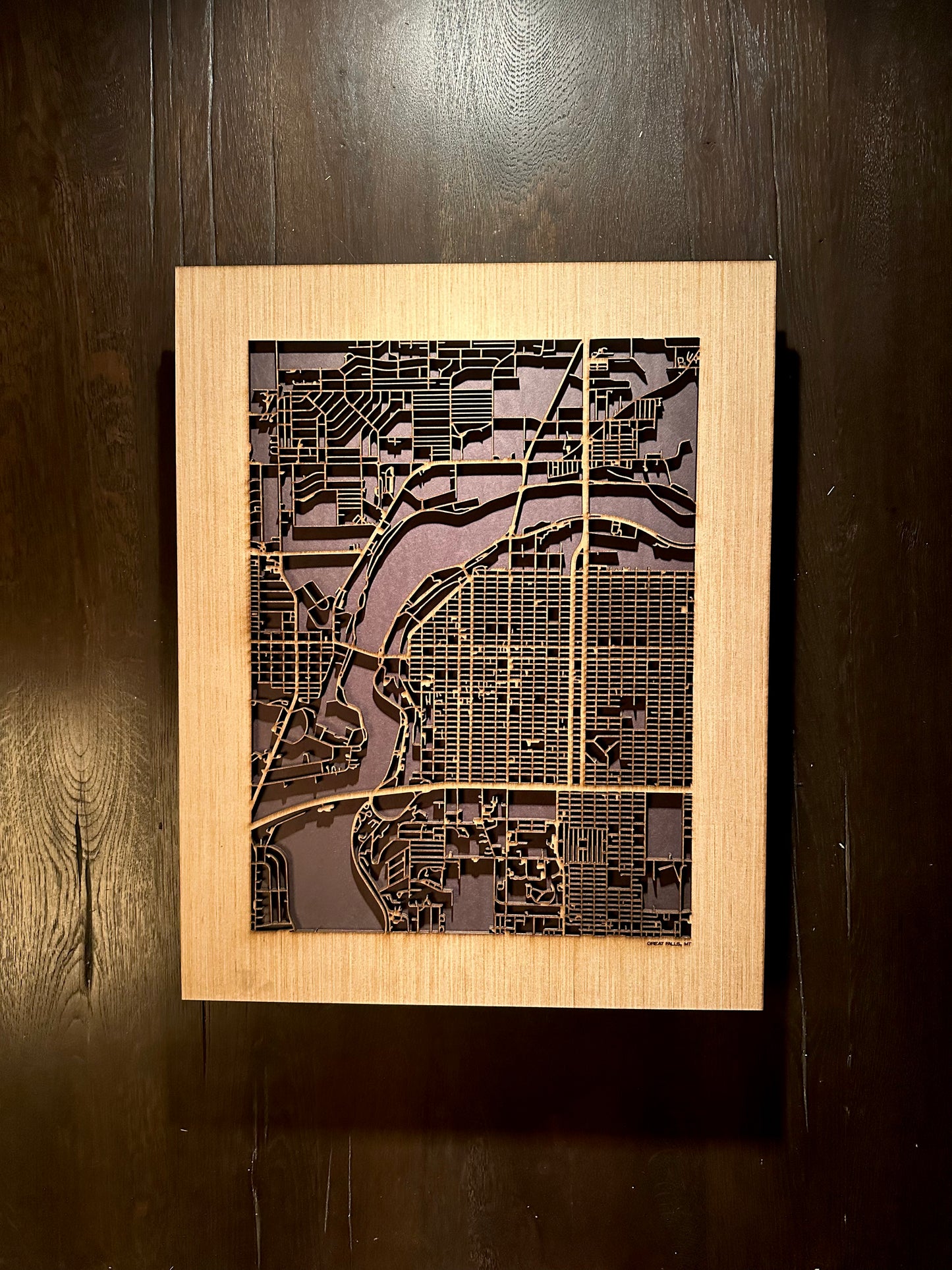 Great Falls, MT City Street Map | Modern Wood Wall Art in a Minimalist design. 2 sizes