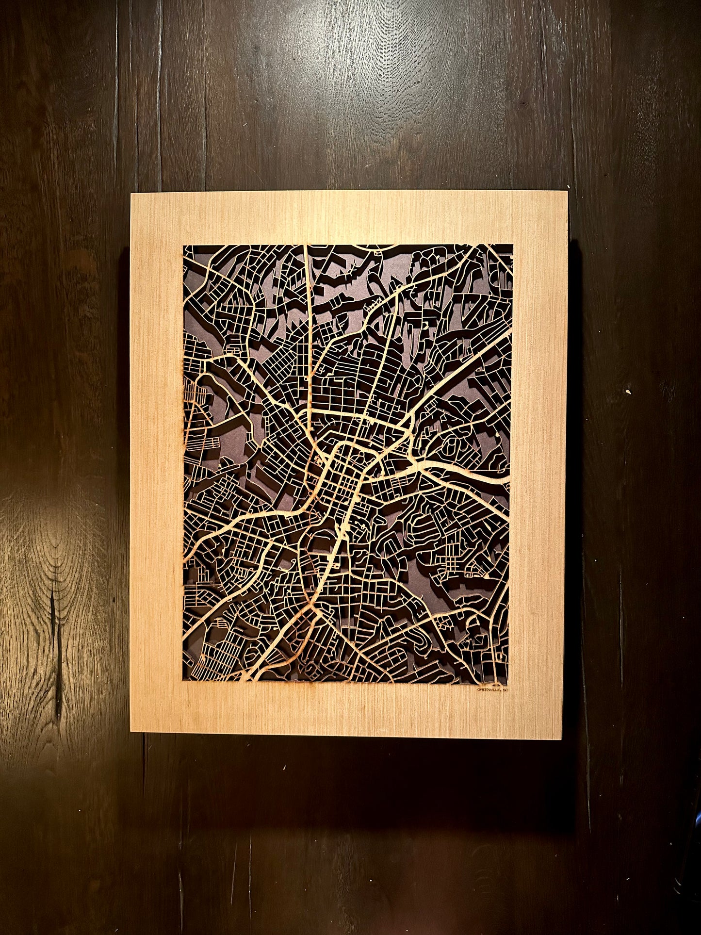 Greenville, SC City Street Map | Modern Wood Wall Art in a Minimalist design. 2 sizes