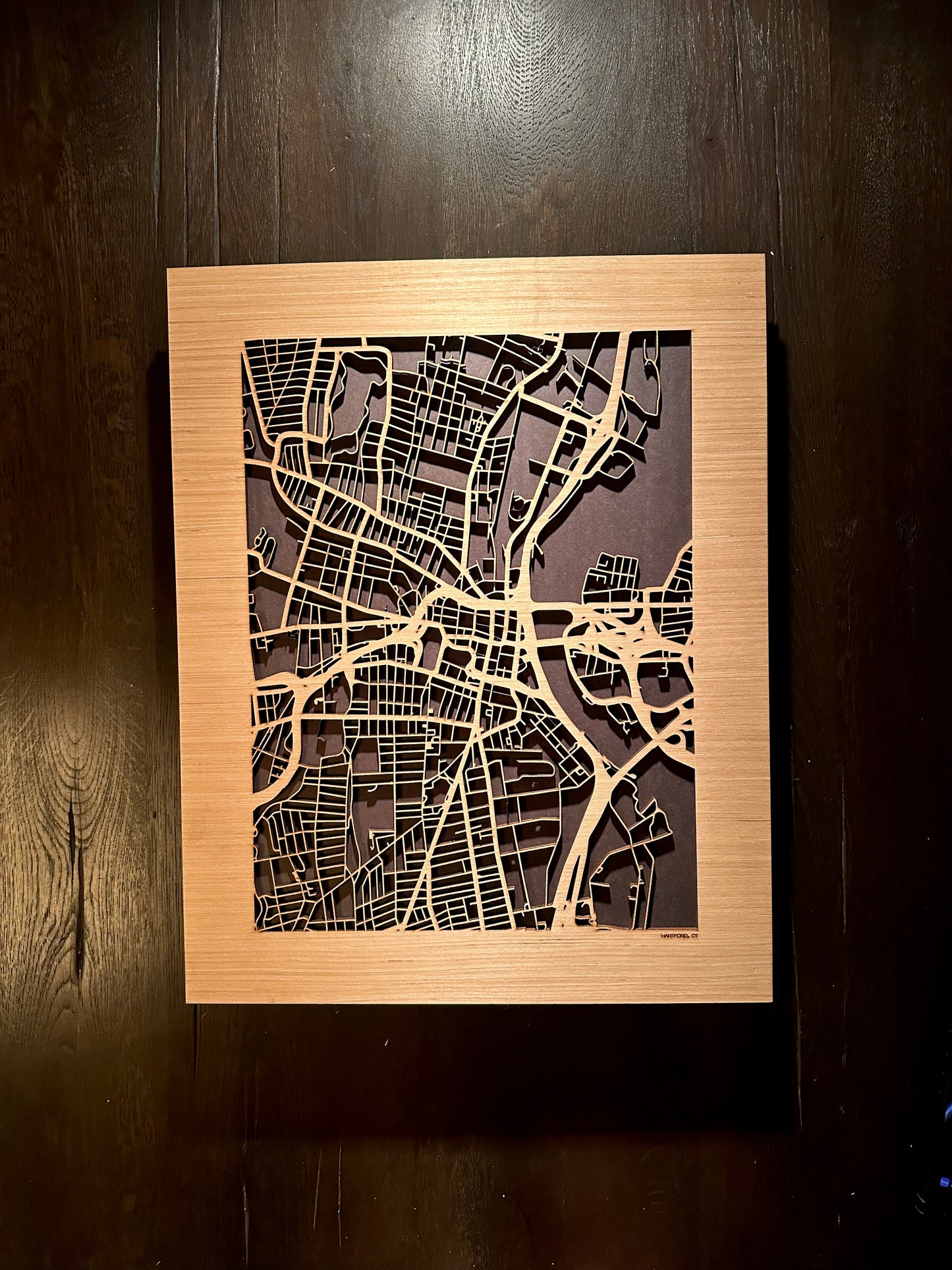 Hartford, CT City Street Map | Modern Wood Wall Art in a Minimalist design. 2 sizes