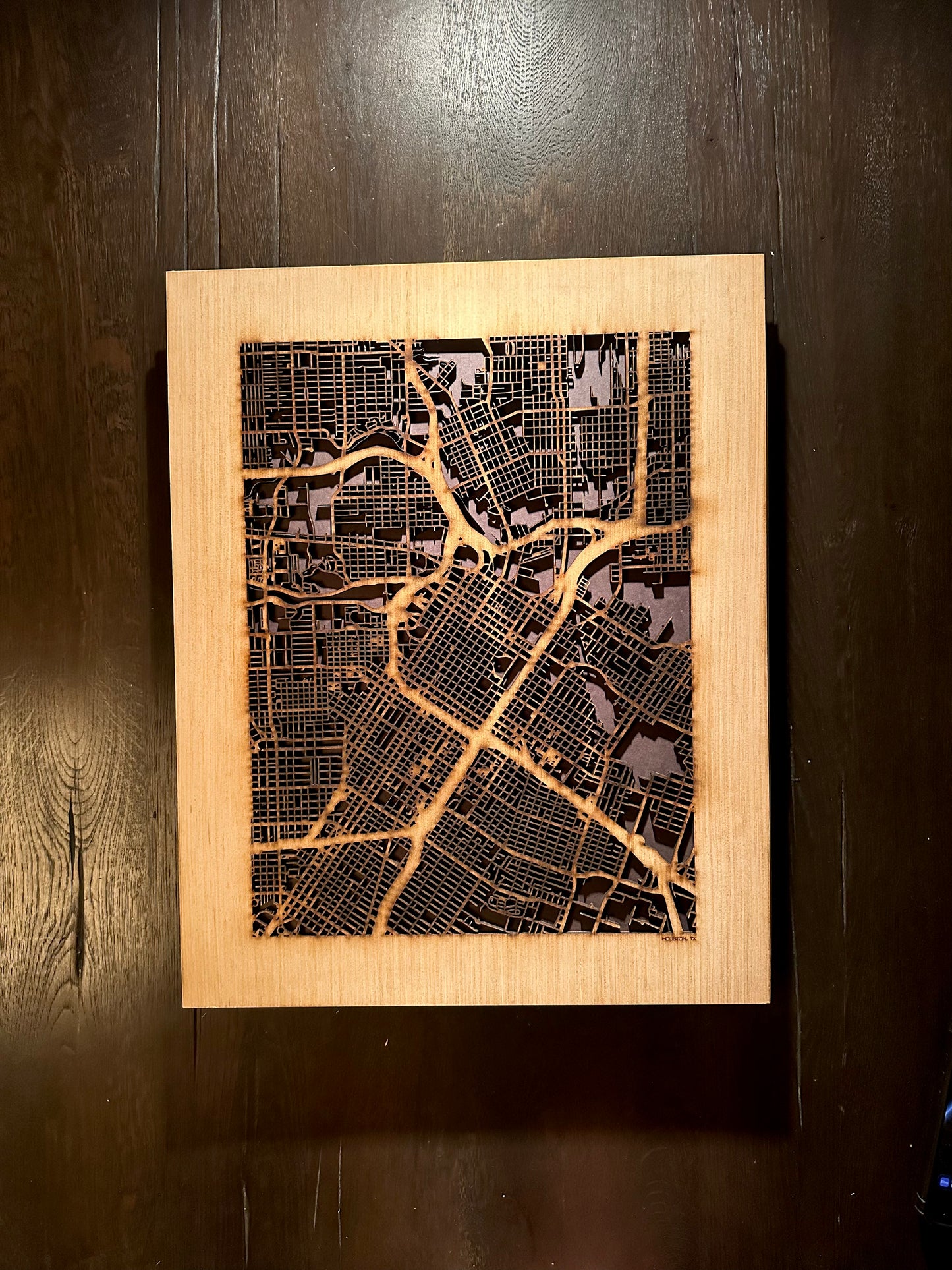 Houston, TX City Street Map | Modern Wood Wall Art in a Minimalist design. 3 sizes