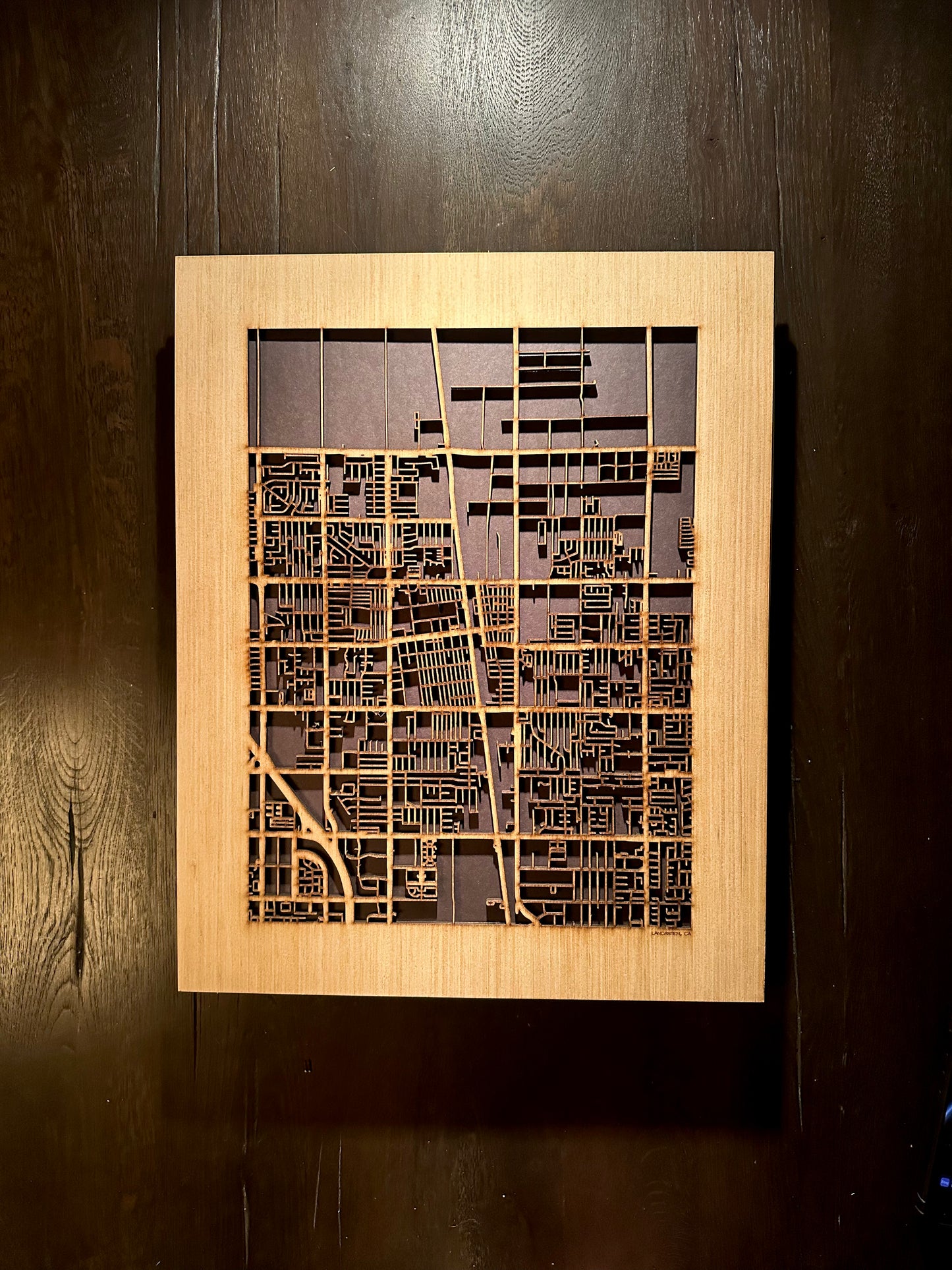 Lancaster, CA City Street Map | Modern Wood Wall Art in a Minimalist design. 2 sizes