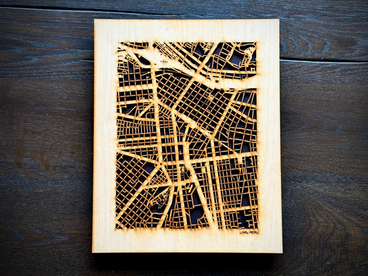 Lima, Peru City Street Map | Modern Wood Wall Art in a Minimalist design. 2 sizes
