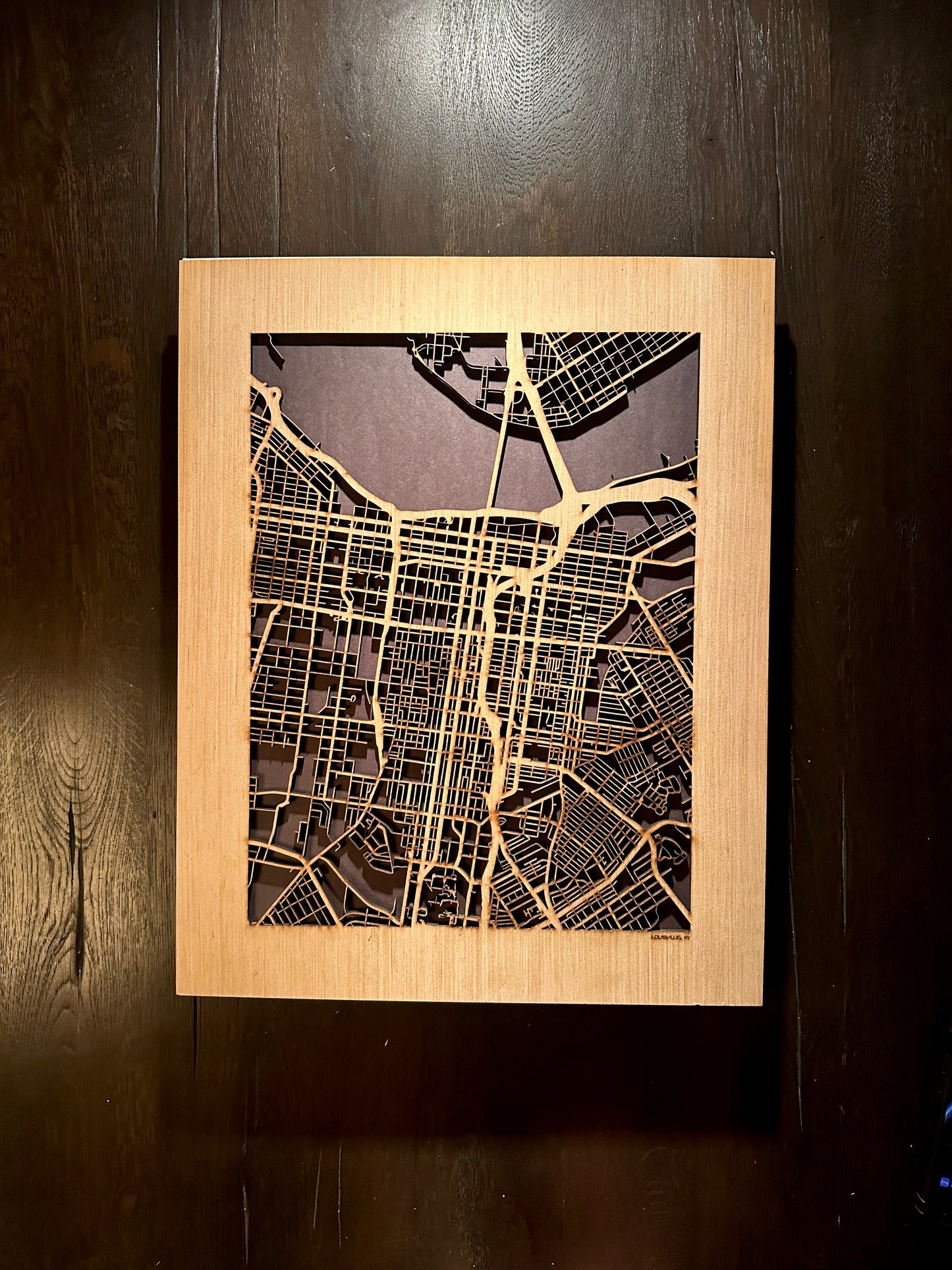 Louisville, KY City Street Map | Modern Wood Wall Art in a Minimalist design. 3 sizes