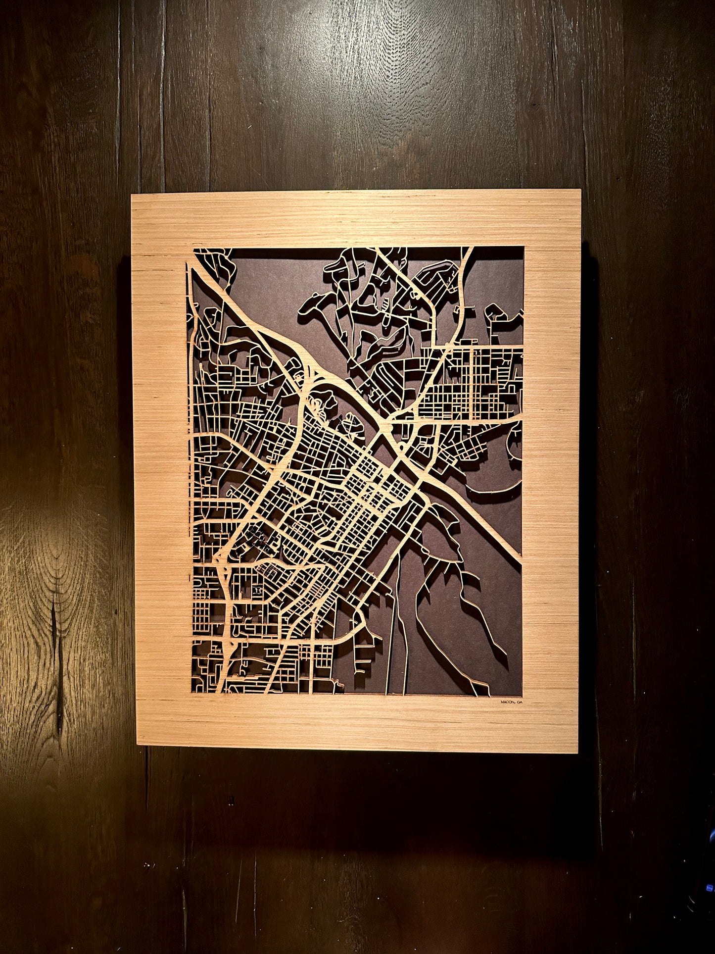 Macon, GA City Street Map | Modern Wood Wall Art in a Minimalist design. 2 sizes