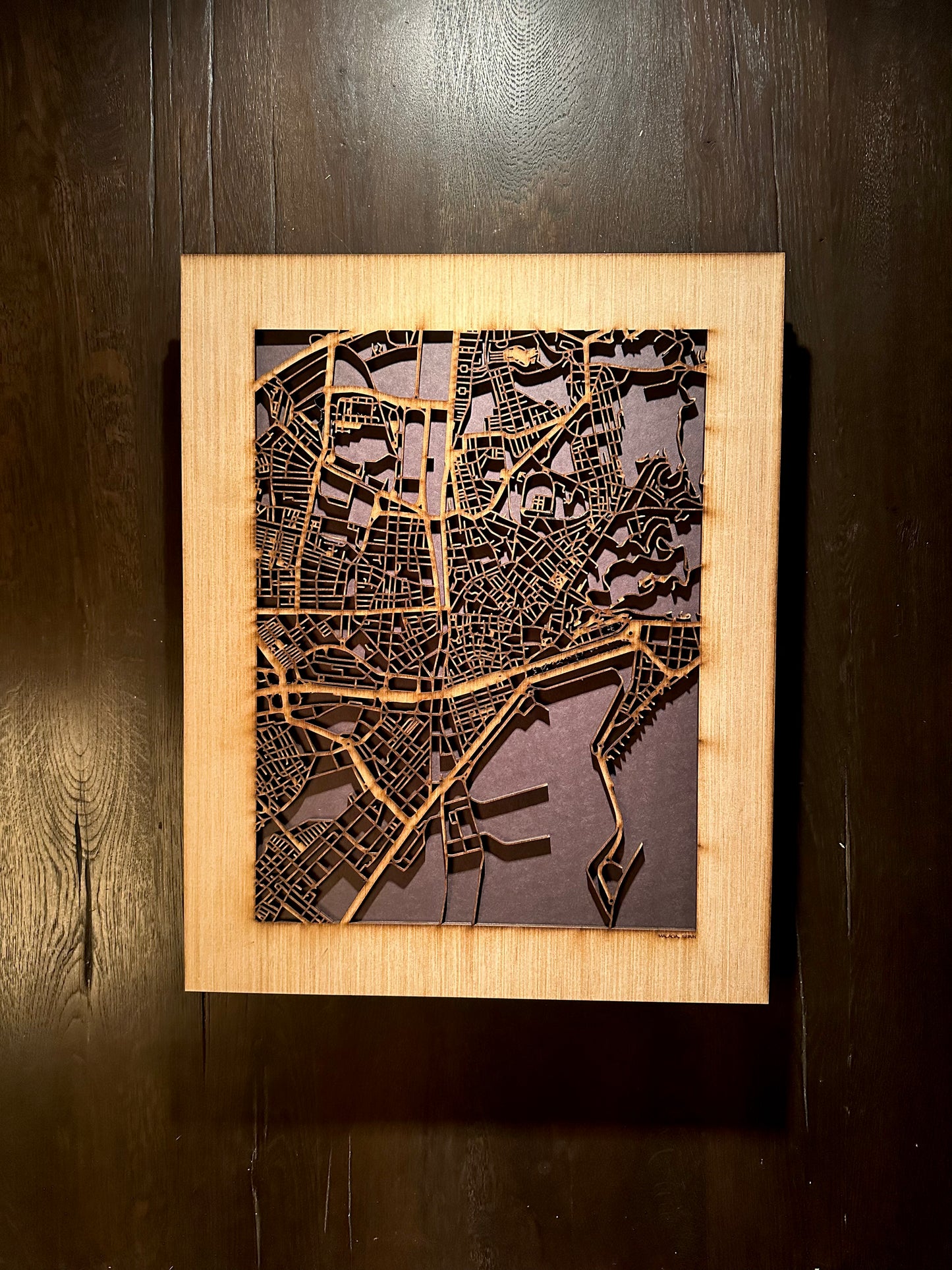 Malaga, Spain City Street Map | Modern Wood Wall Art in a Minimalist design. 2 sizes