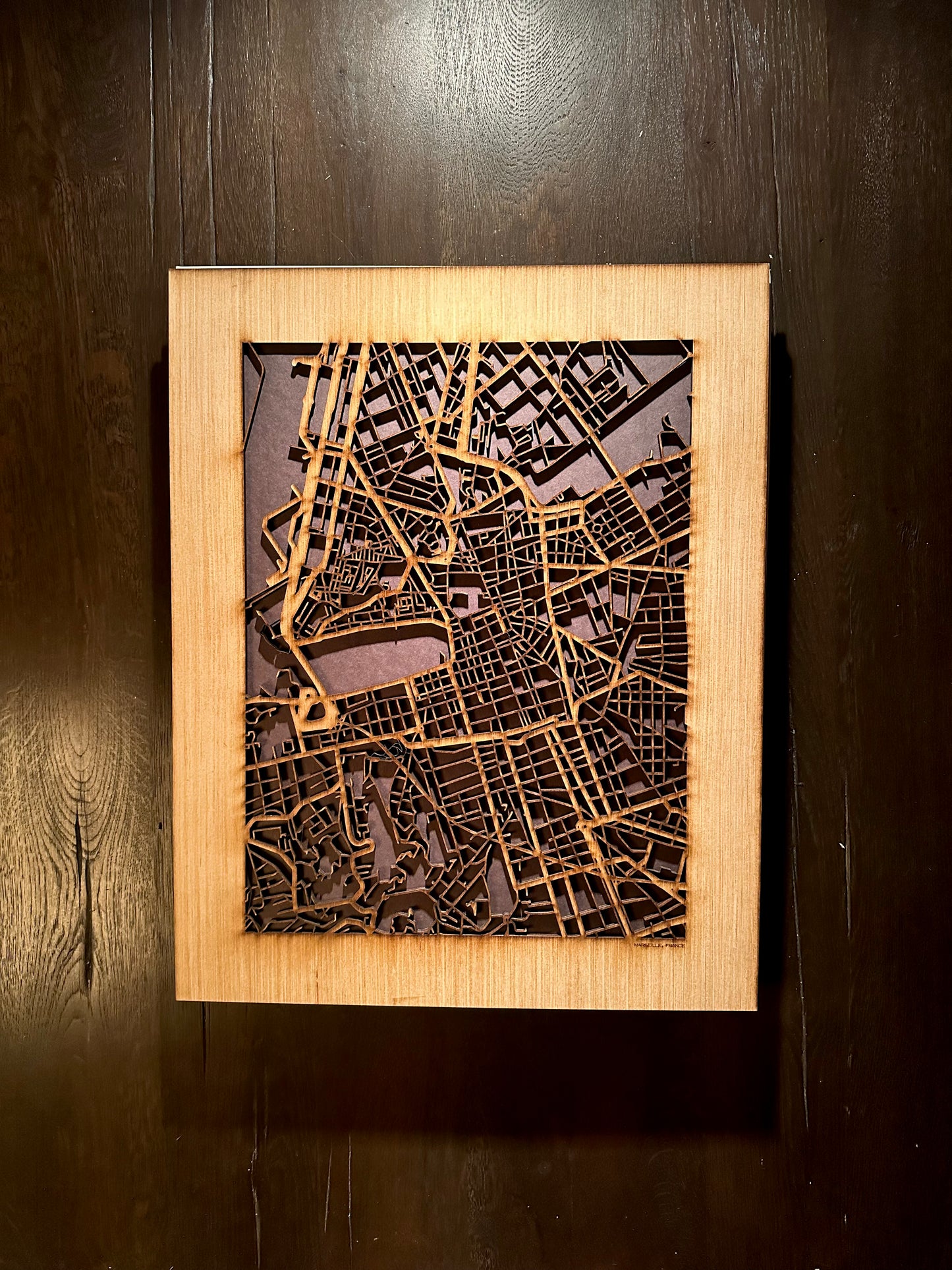Marseille, France City Street Map | Modern Wood Wall Art in a Minimalist design. 2 sizes