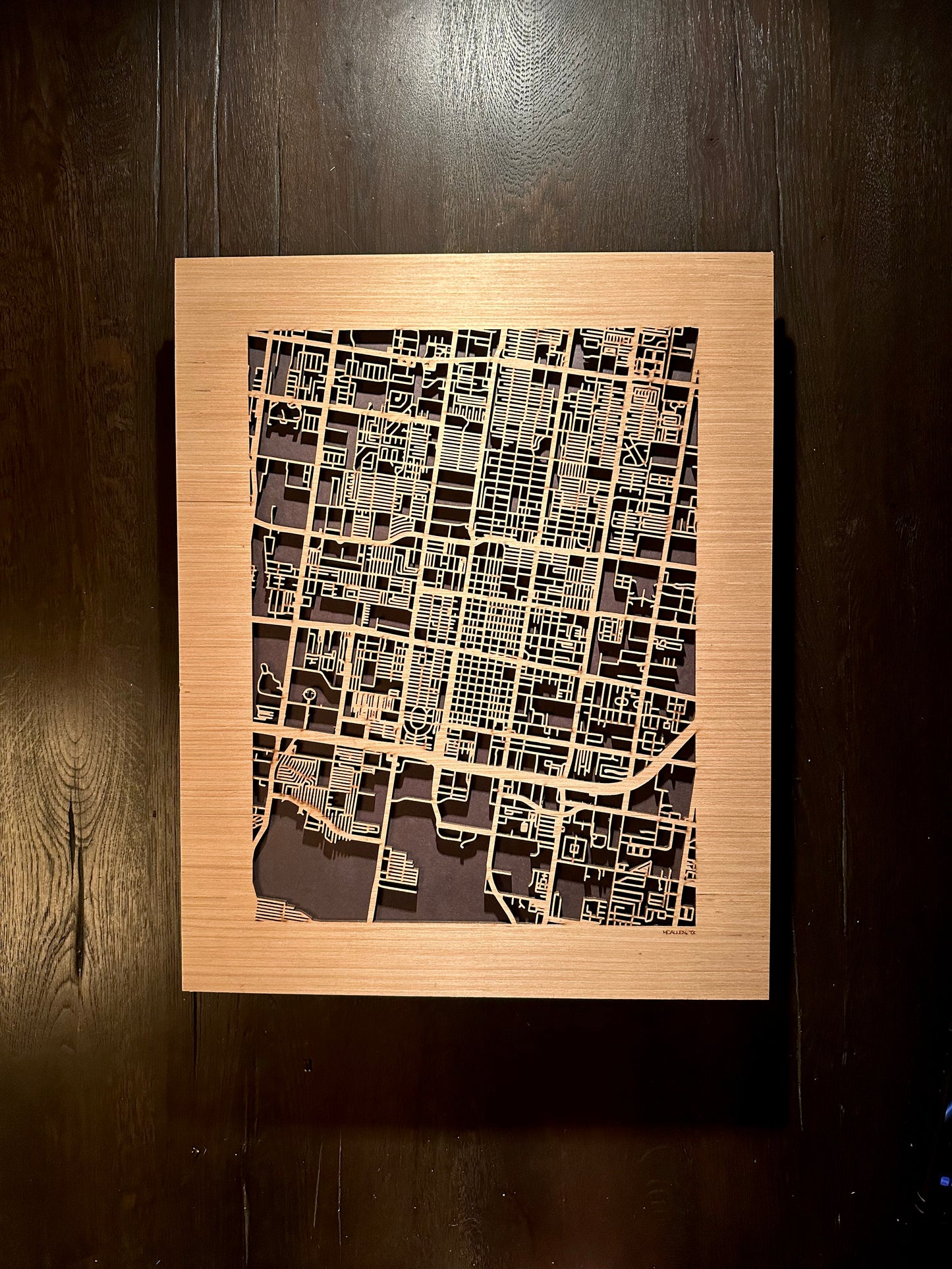 McAllen, TX City Street Map | Modern Wood Wall Art in a Minimalist design. 2 sizes