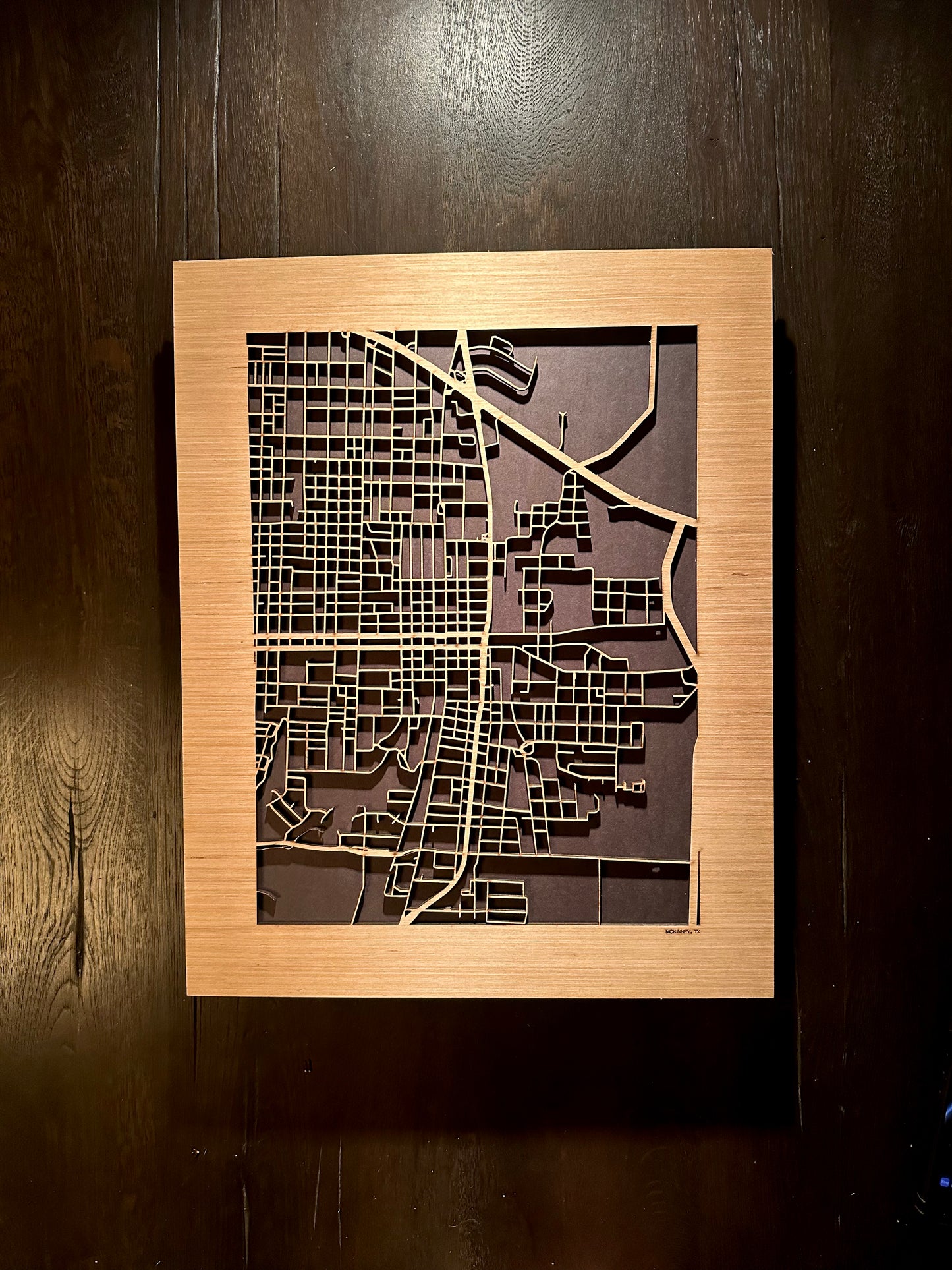 McKinney, TX City Street Map | Modern Wood Wall Art in a Minimalist design. 2 sizes