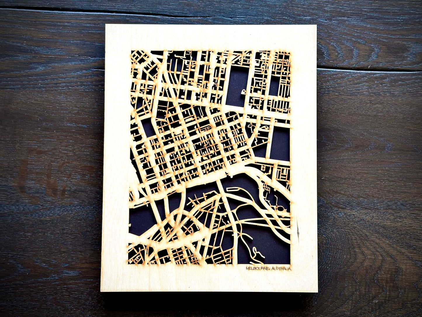 Melbourne, Australia City Street Map | Modern Wood Wall Art in a Minimalist design. 2 sizes