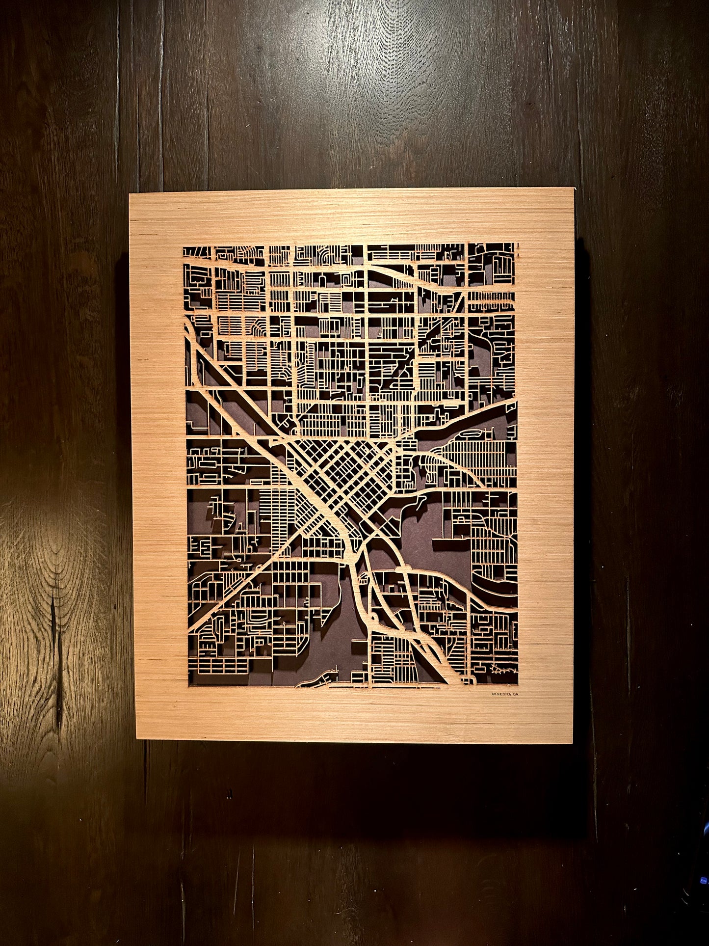 Modesto, CA City Street Map | Modern Wood Wall Art in a Minimalist design. 2 sizes