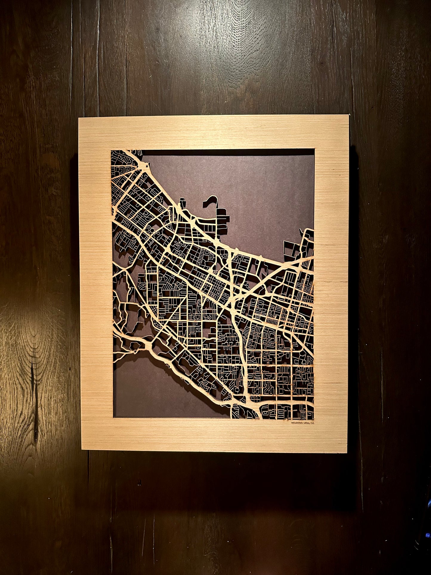 Mountain View, CA City Street Map | Modern Wood Wall Art in a Minimalist design. 2 sizes