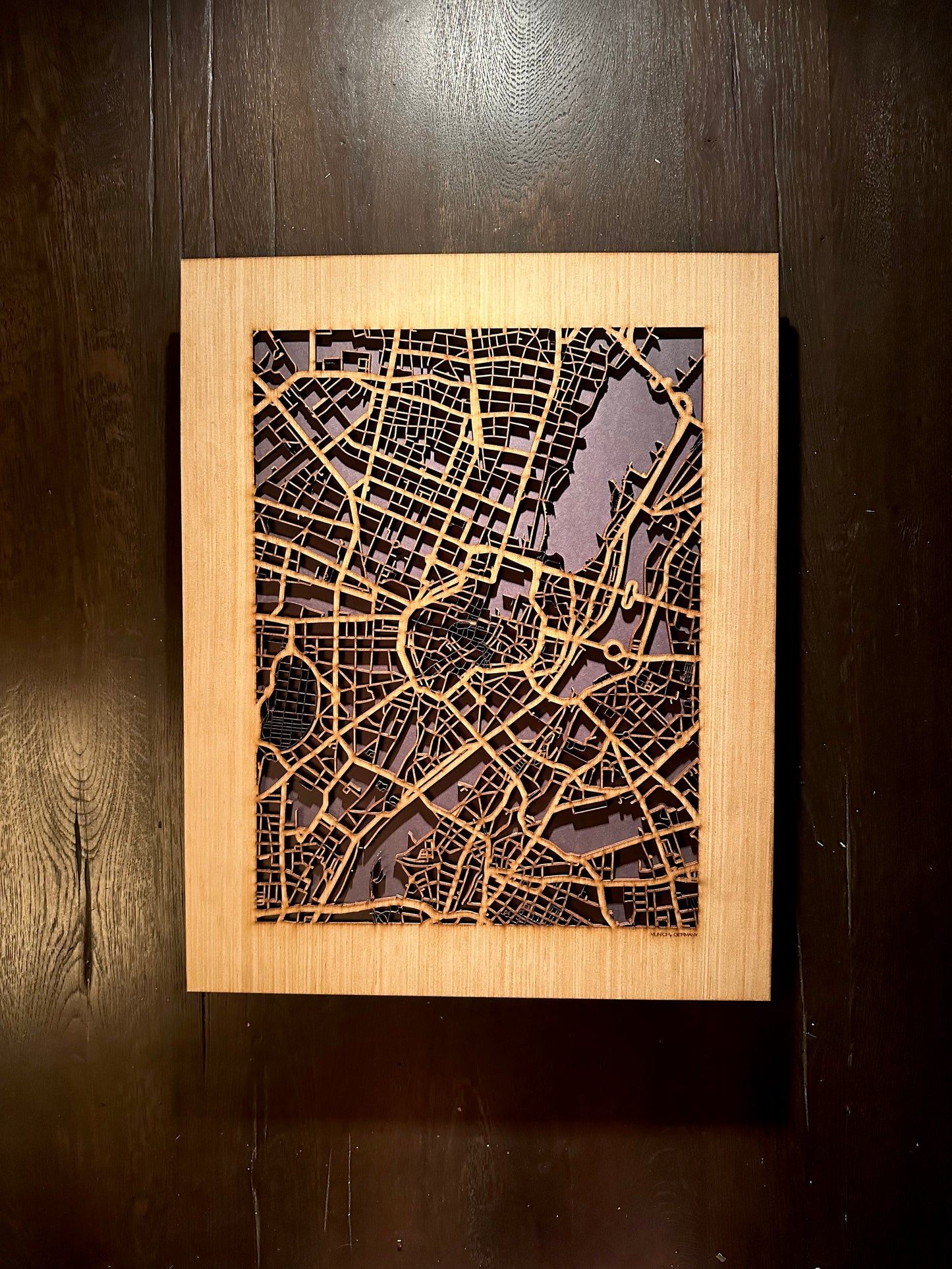 Munich, Germany City Street Map | Modern Wood Wall Art in a Minimalist design. 2 sizes