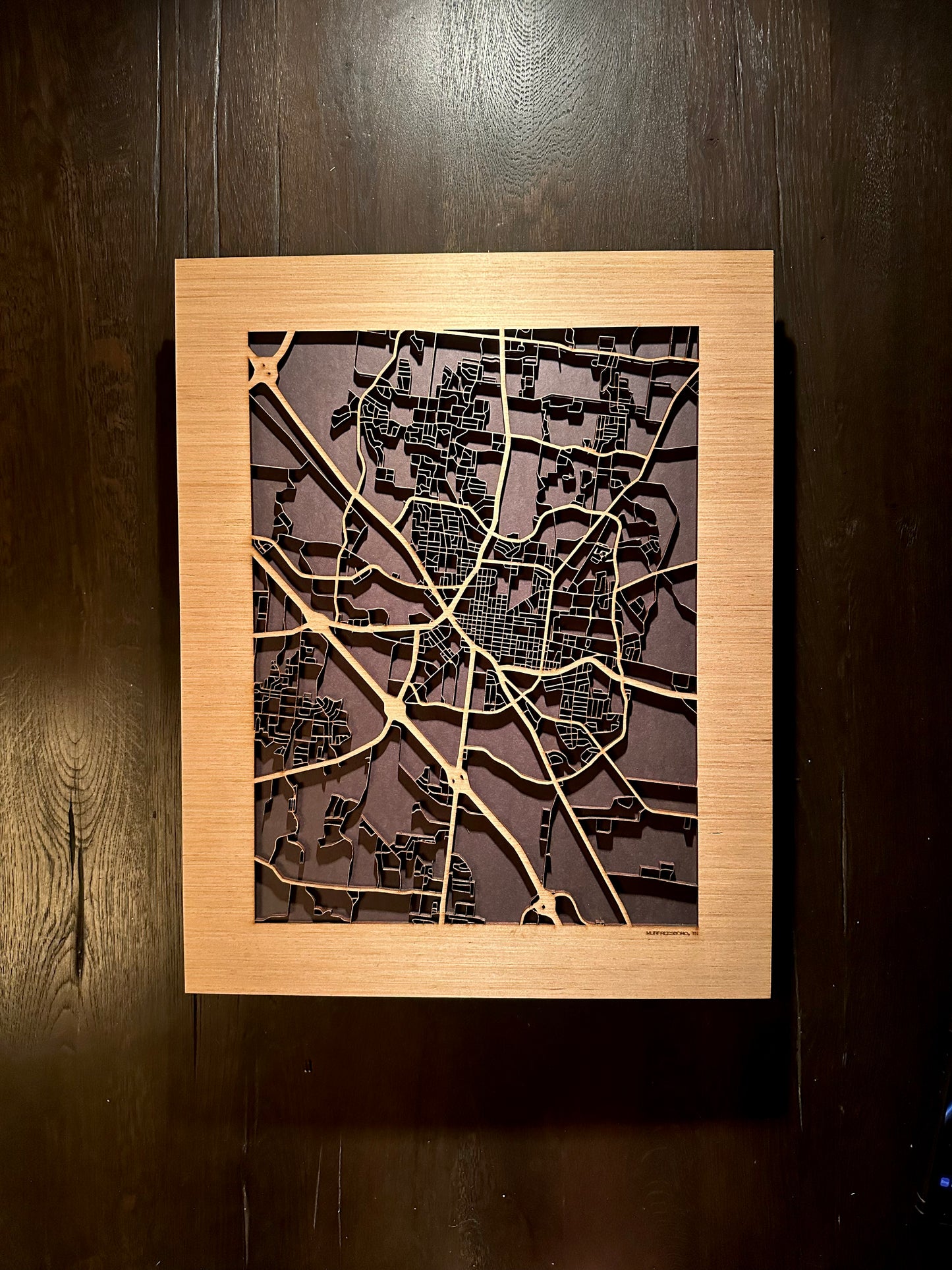 Murfreesboro, TN City Street Map | Modern Wood Wall Art in a Minimalist design. 2 sizes