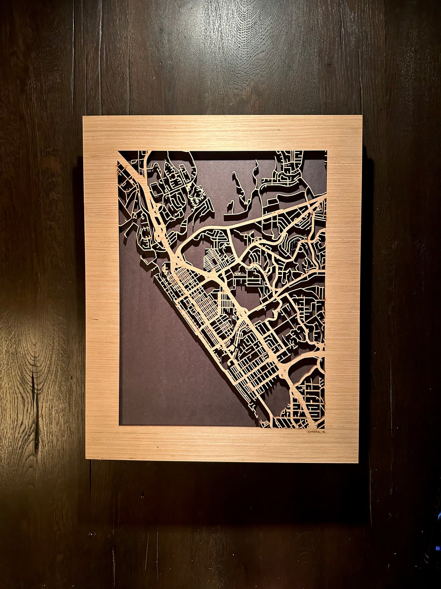 Oceanside, CA City Street Map | Modern Wood Wall Art in a Minimalist design. 2 sizes