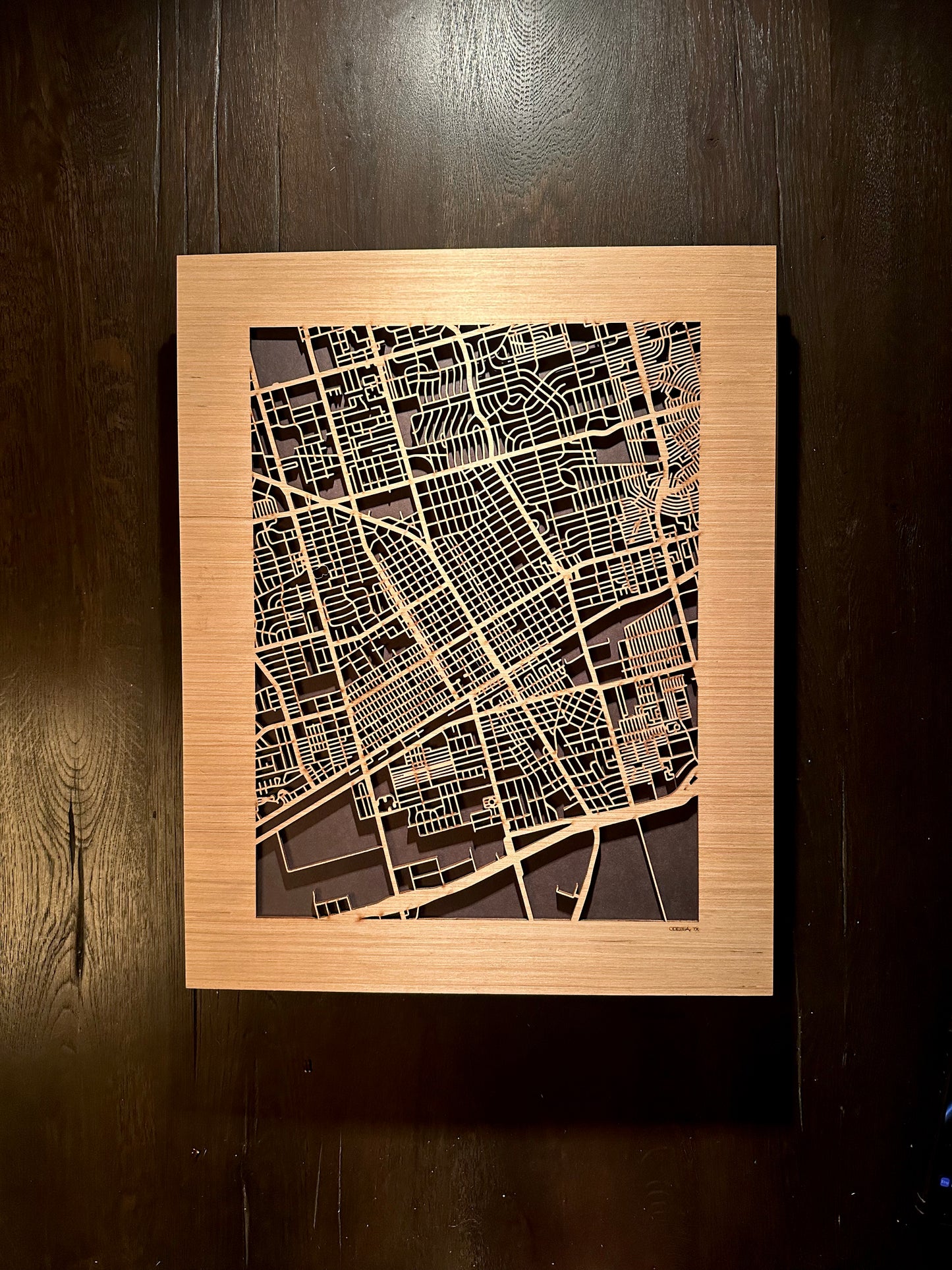 Odessa, TX City Street Map | Modern Wood Wall Art in a Minimalist design. 2 sizes