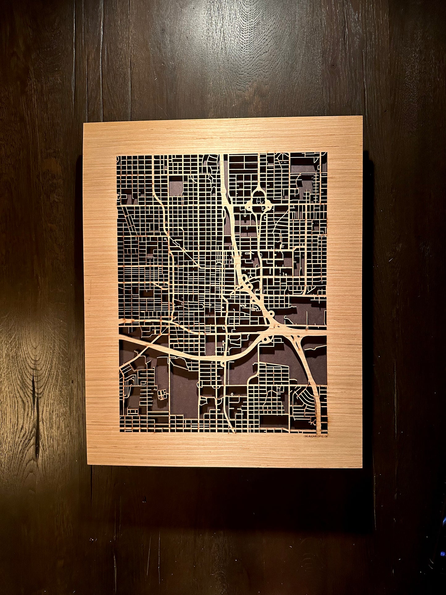 Oklahoma City, OK City Street Map | Modern Wood Wall Art in a Minimalist design. 2 sizes
