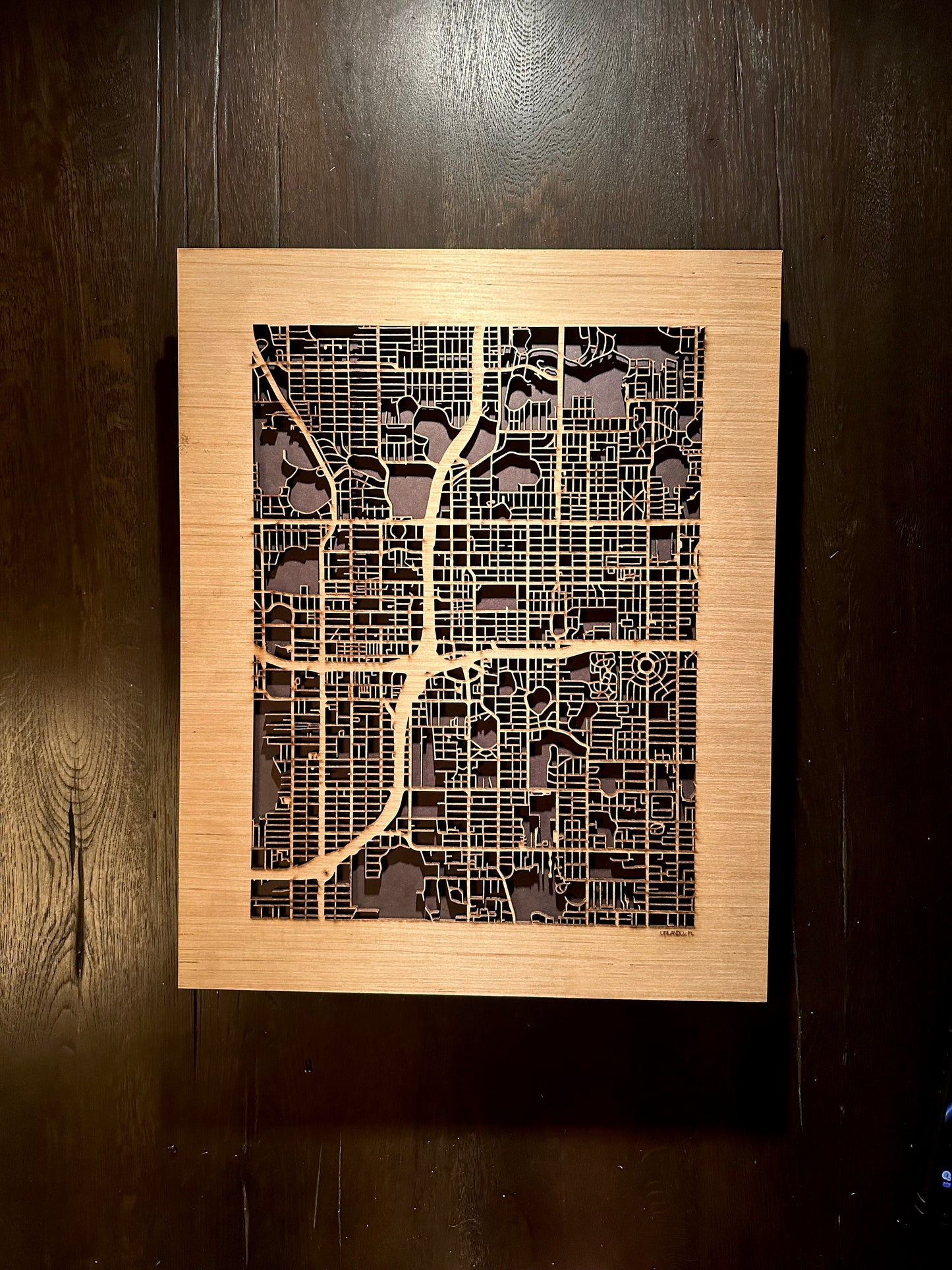 Orlando, FL City Street Map | Modern Wood Wall Art in a Minimalist design. 3 sizes