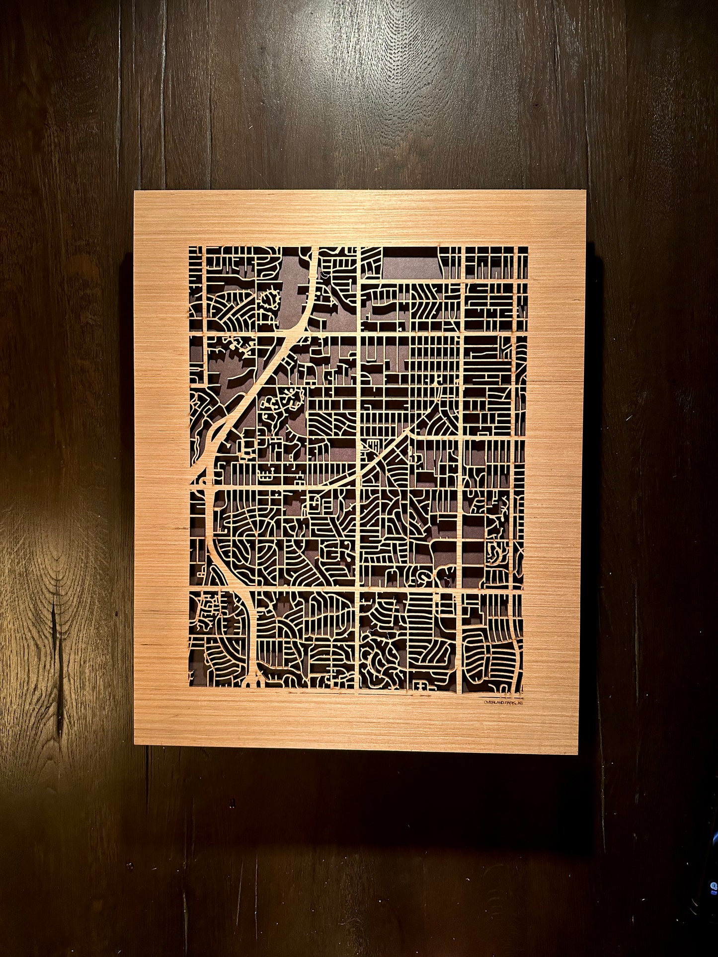 Overland Park, KS City Street Map | Modern Wood Wall Art in a Minimalist design. 2 sizes