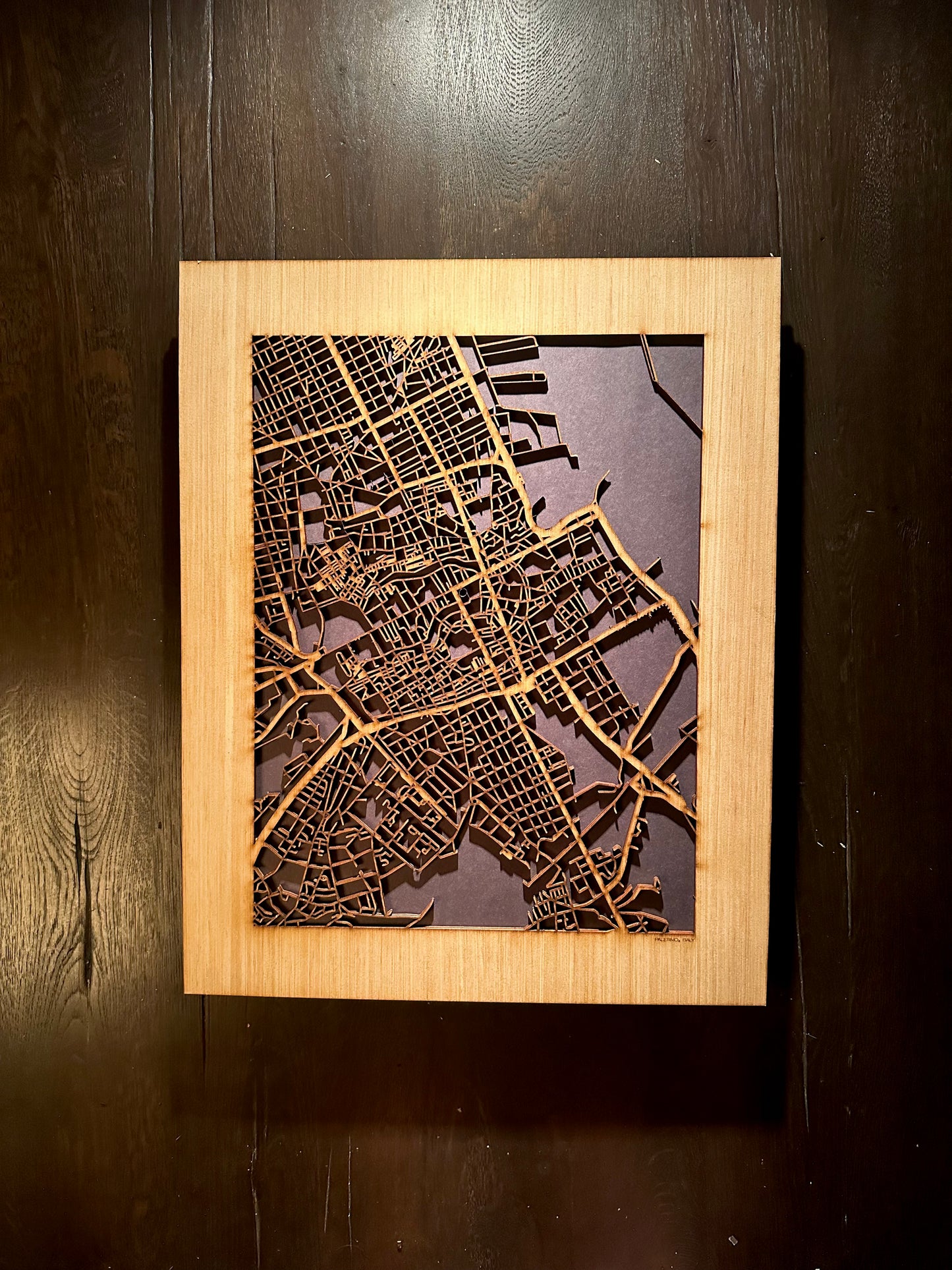Palermo, Italy City Street Map | Modern Wood Wall Art in a Minimalist design. 2 sizes