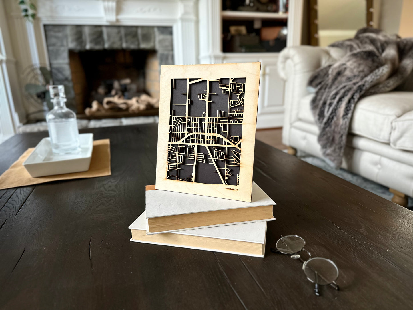 Pearland, TX City Street Map | Modern Wood Wall Art in a Minimalist design. 2 sizes