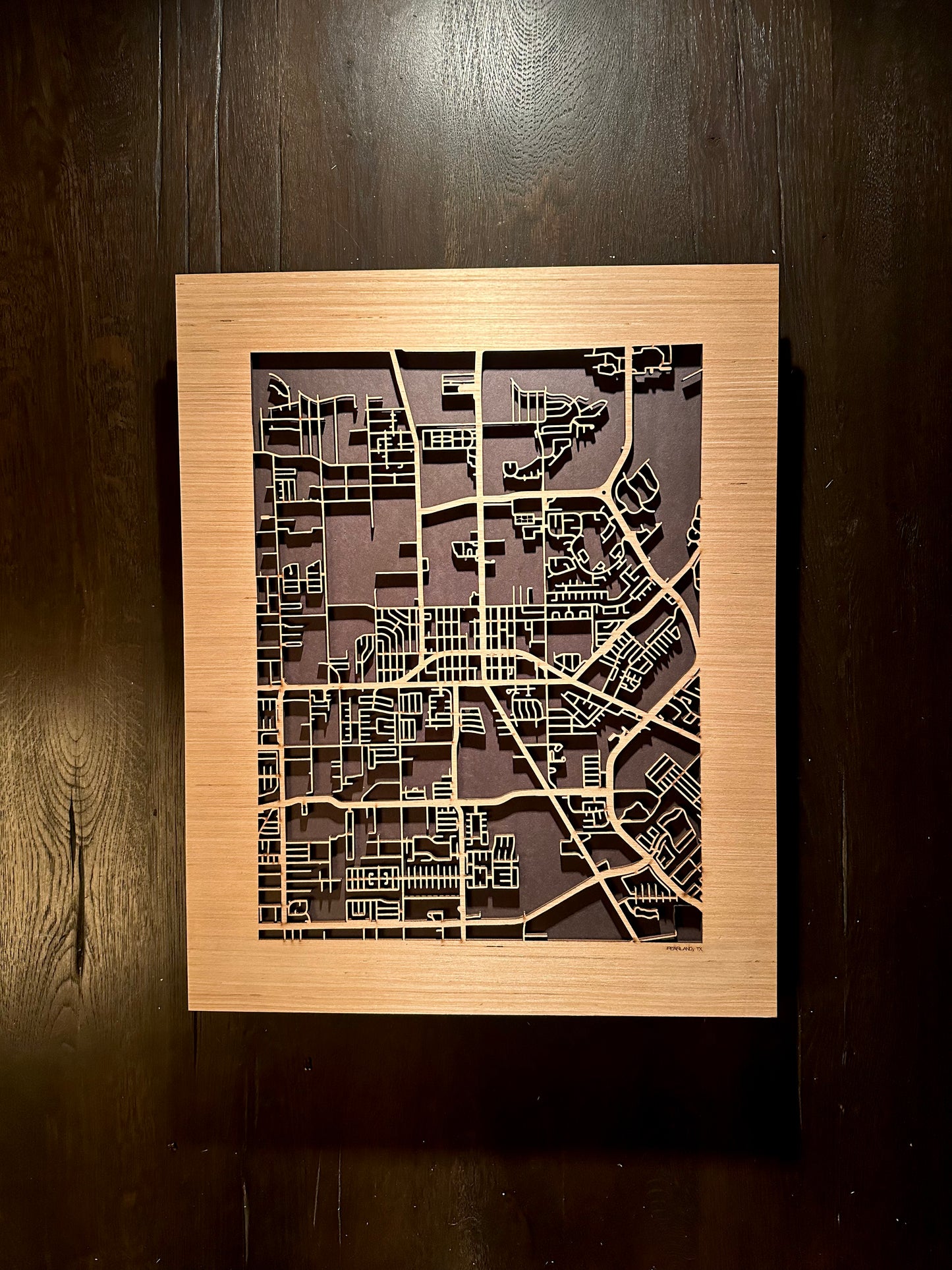 Pearland, TX City Street Map | Modern Wood Wall Art in a Minimalist design. 2 sizes