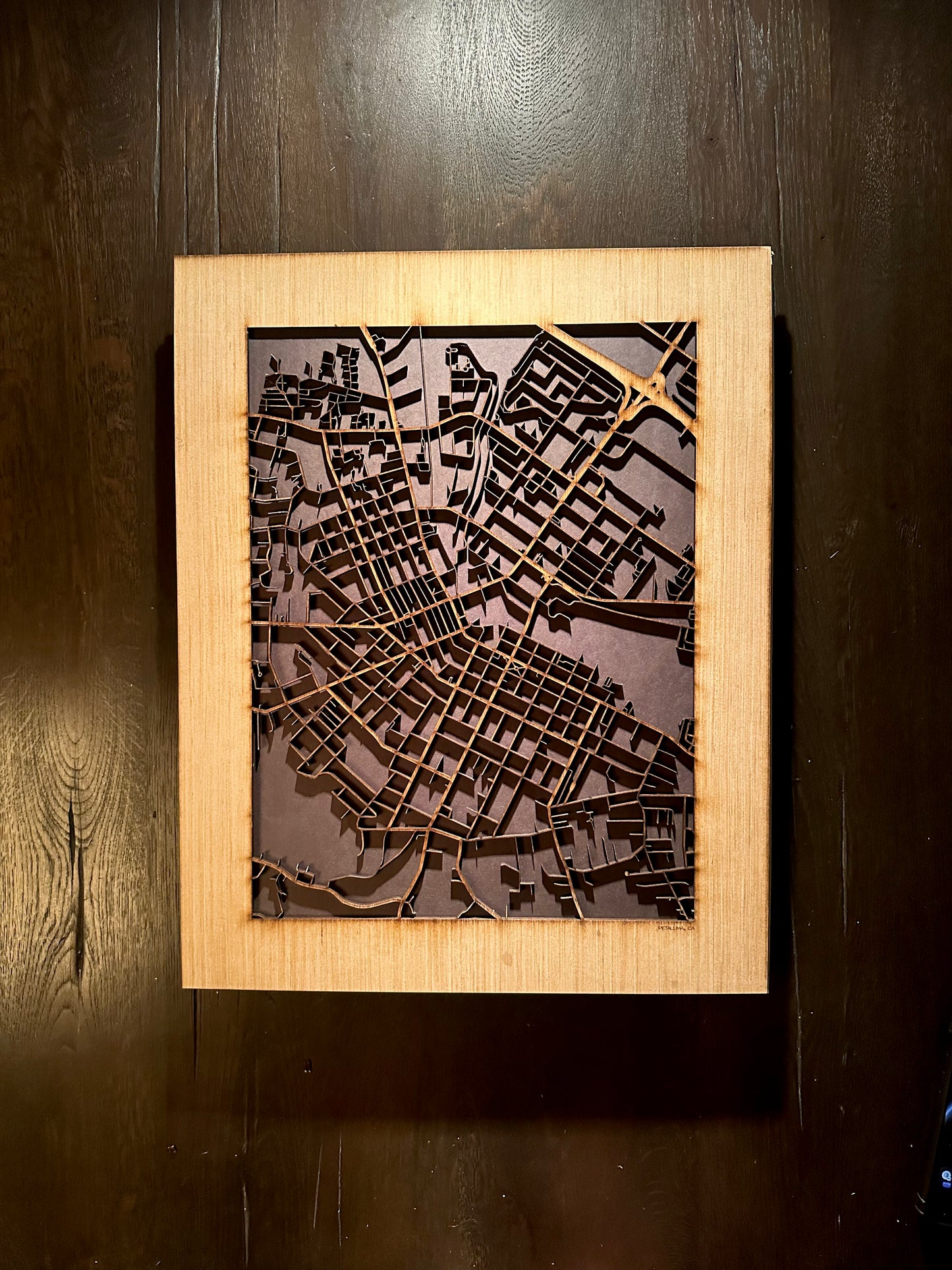 Petaluma, CA City Street Map | Modern Wood Wall Art in a Minimalist design. 2 sizes