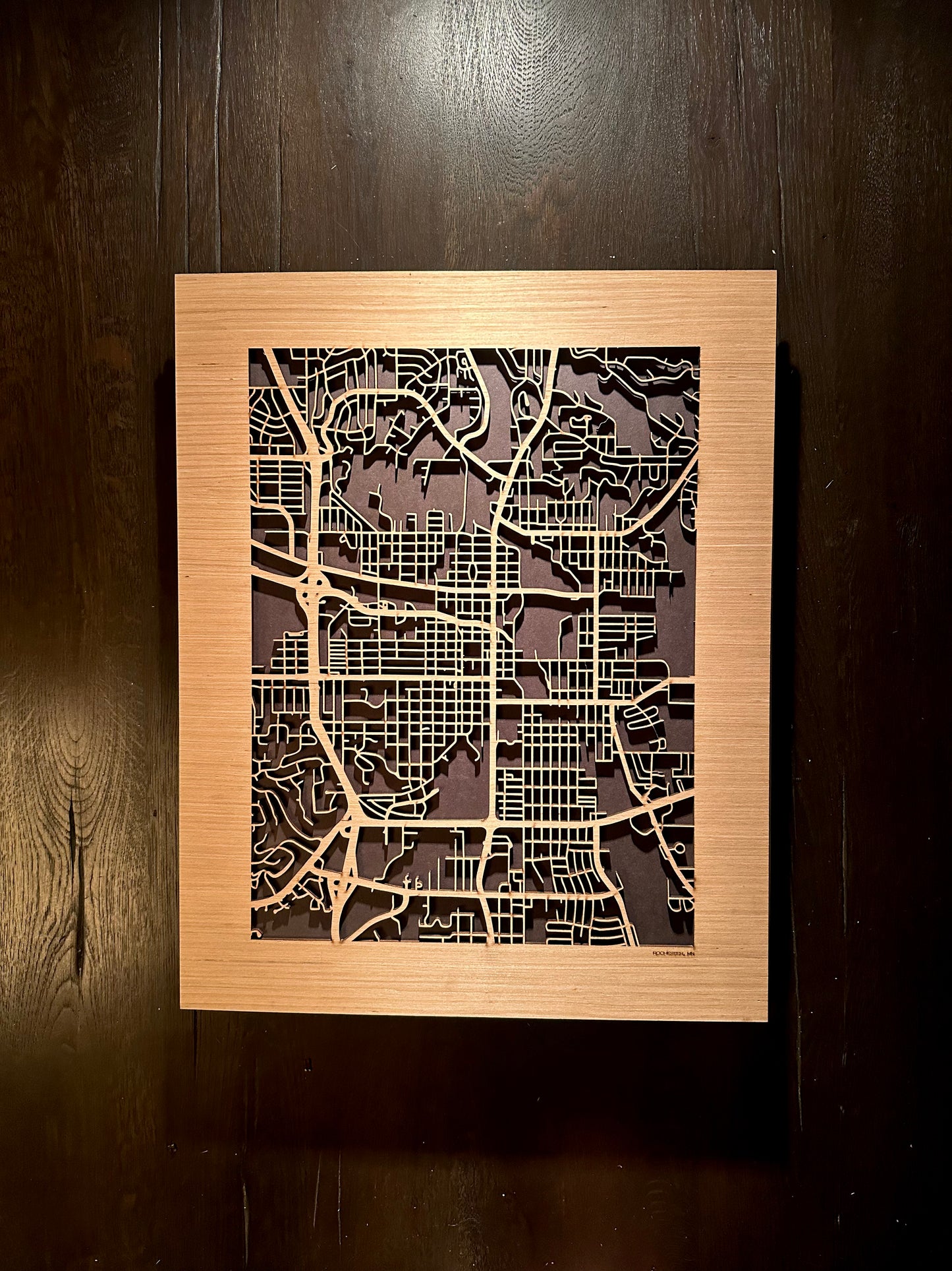 Rochester, MN City Street Map | Modern Wood Wall Art in a Minimalist design. 2 sizes