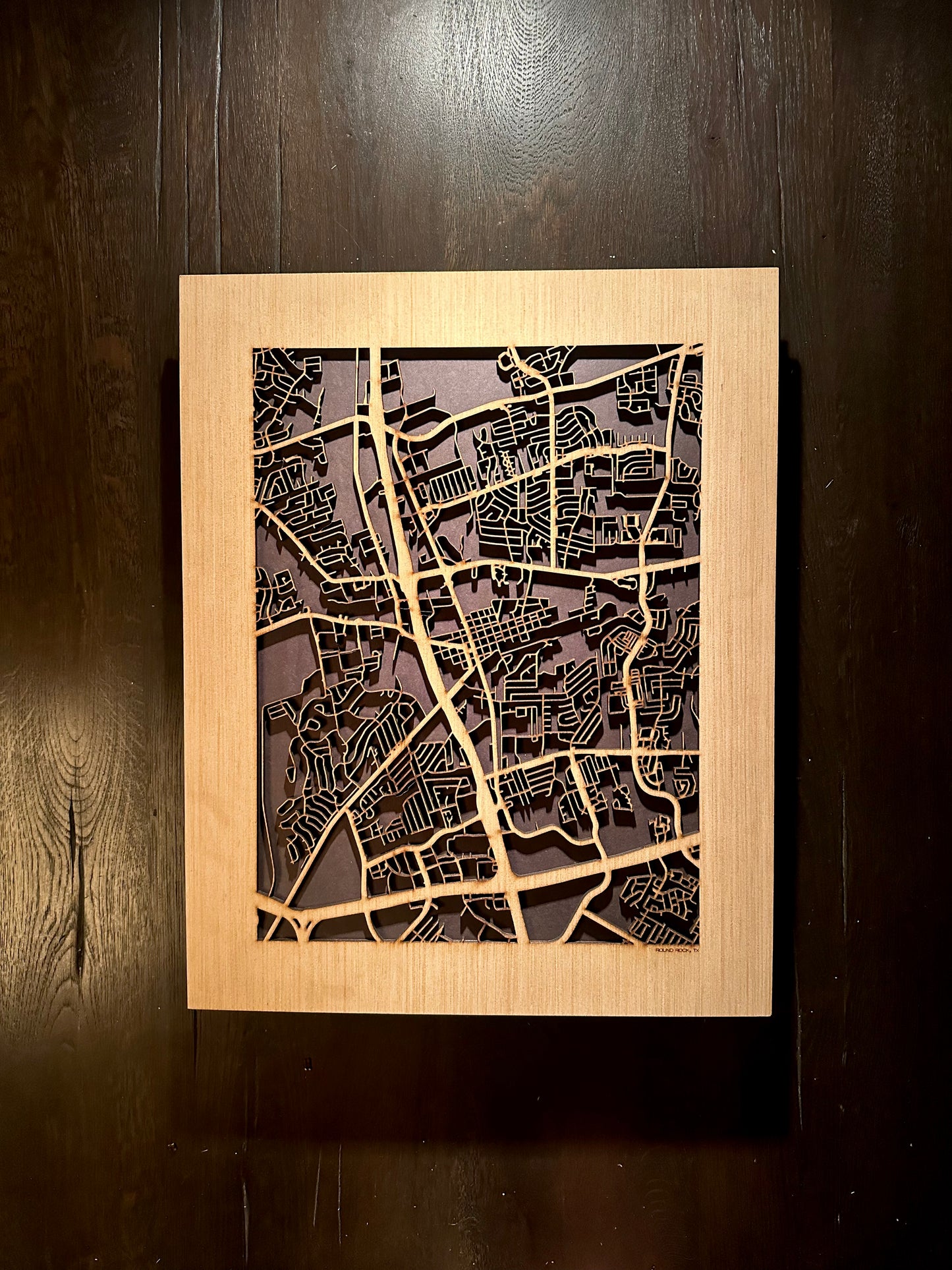 Round Rock, TX City Street Map | Modern Wood Wall Art in a Minimalist design. 2 sizes