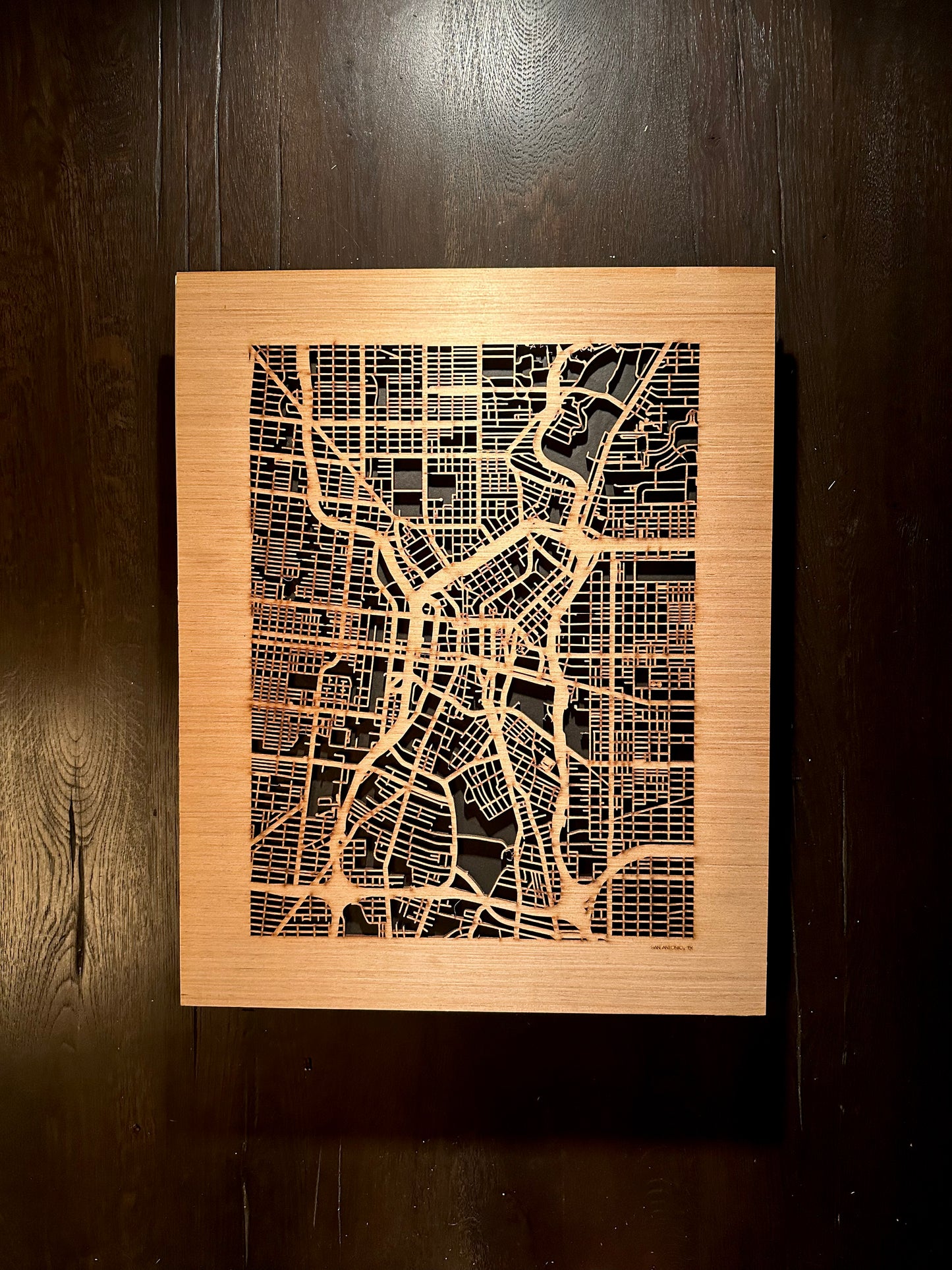 San Antonio, TX City Street Map | Modern Wood Wall Art in a Minimalist design. 2 sizes