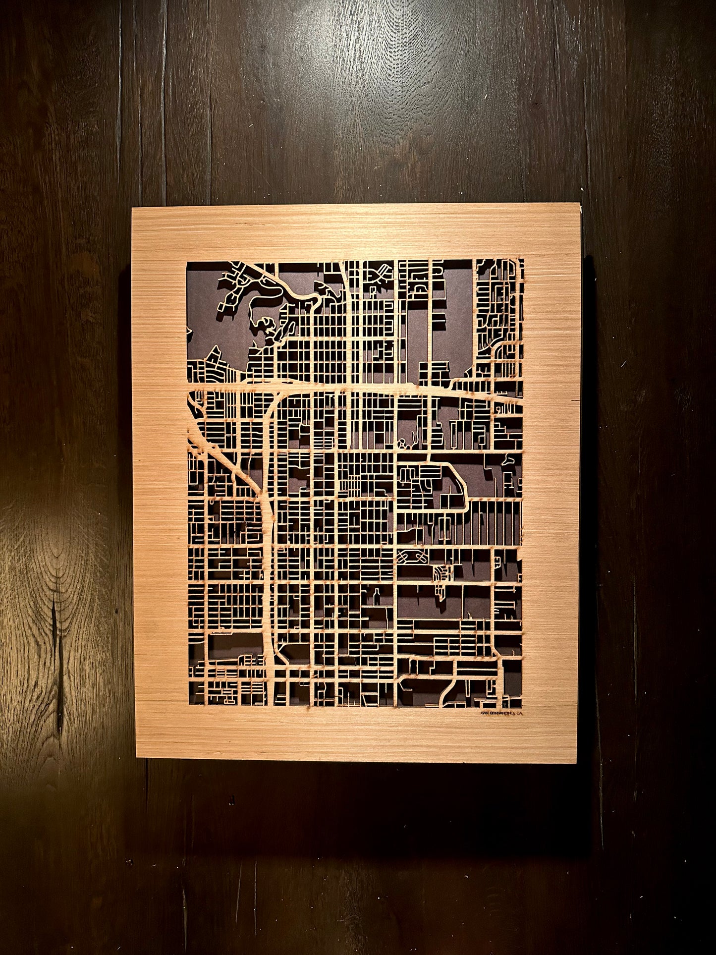 San Bernardino, CA City Street Map | Modern Wood Wall Art in a Minimalist design. 2 sizes