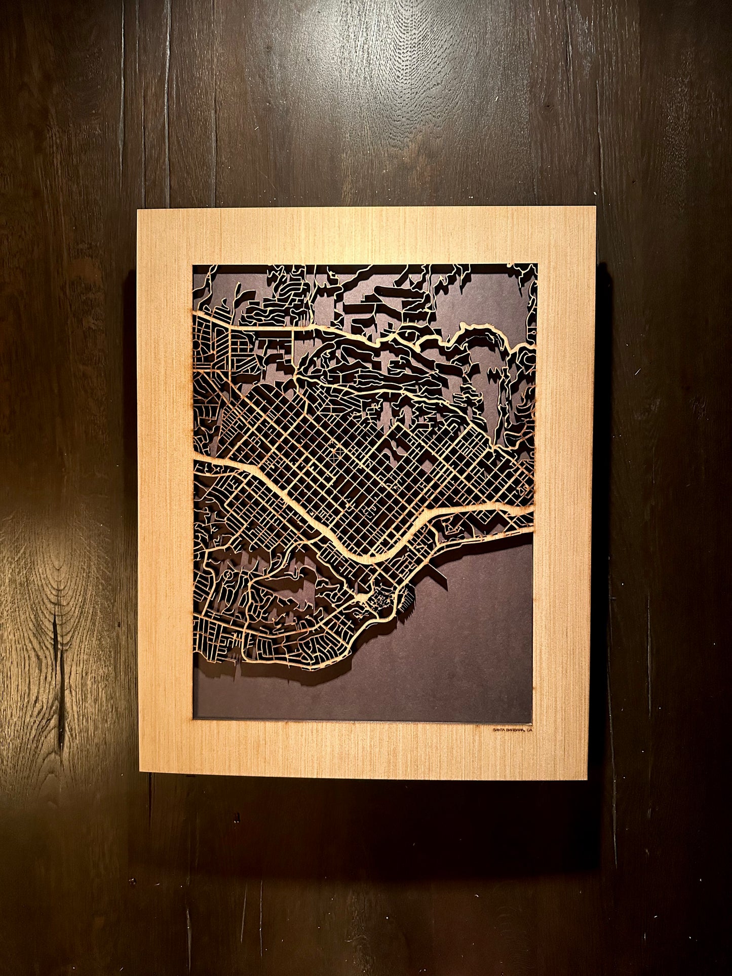 Santa Barbara, CA City Street Map | Modern Wood Wall Art in a Minimalist design. 2 sizes