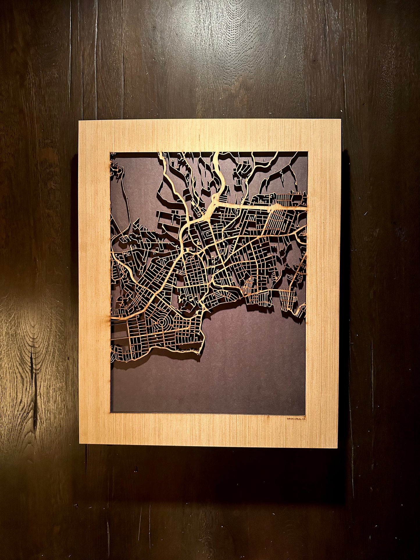 Santa Cruz, CA City Street Map | Modern Wood Wall Art in a Minimalist design. 2 sizes