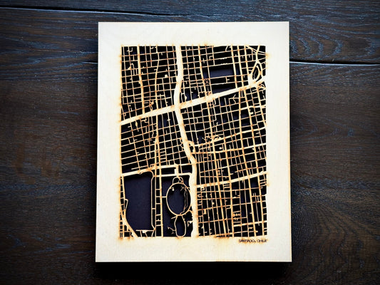 Santiago, Chile City Street Map | Modern Wood Wall Art in a Minimalist design. 2 sizes