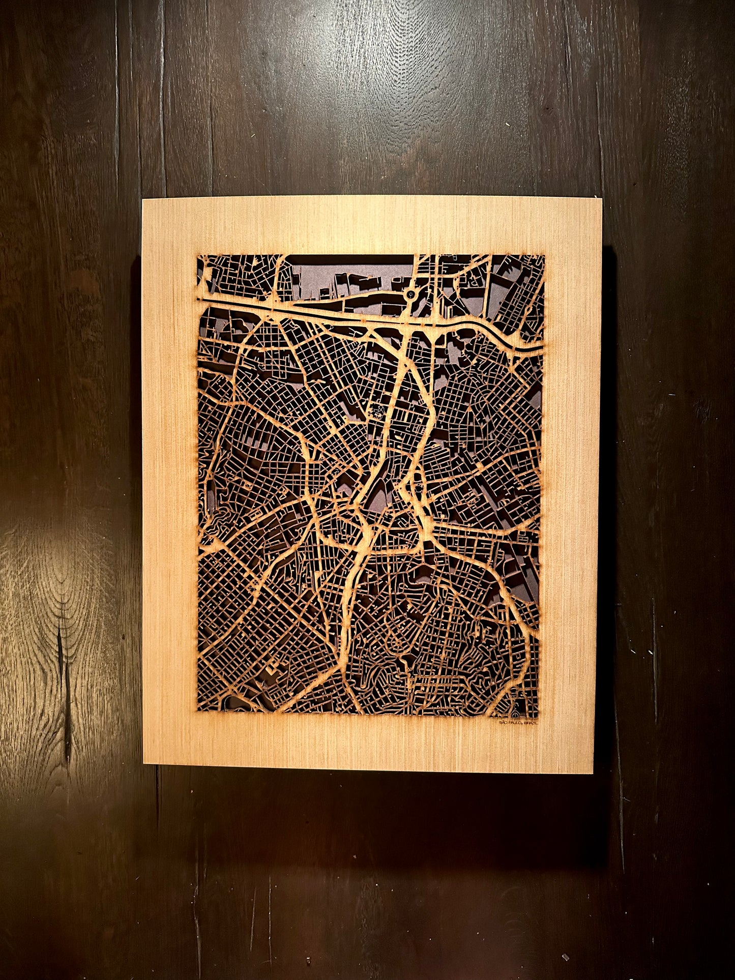 São Paulo, Brazil City Street Map | Modern Wood Wall Art in a Minimalist design. 2 sizes