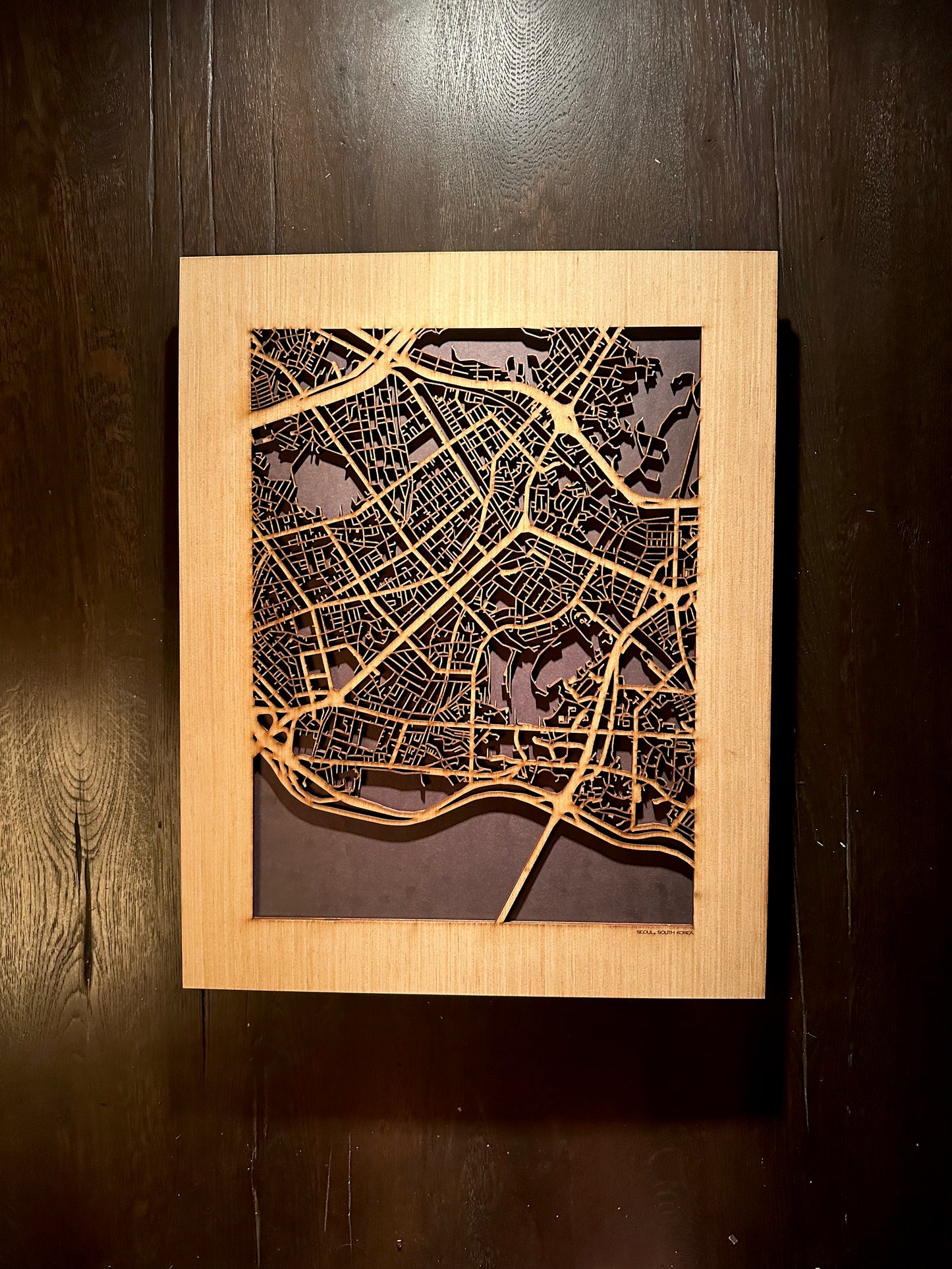 Seoul, South Korea City Street Map | Modern Wood Wall Art in a Minimalist design. 2 sizes