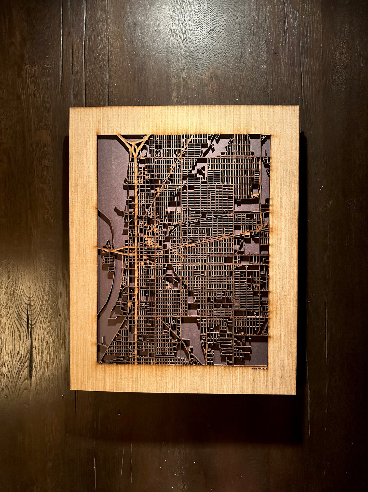 Terre Haute, IN City Street Map | Modern Wood Wall Art in a Minimalist design. 2 sizes