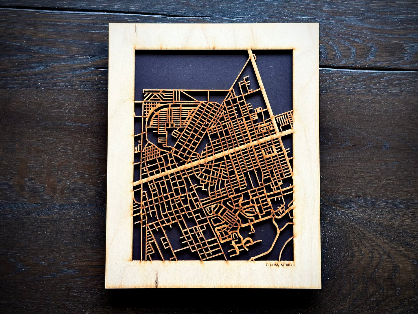 Tulum, Mexico City Street Map | Modern Wood Wall Art in a Minimalist design. 2 sizes