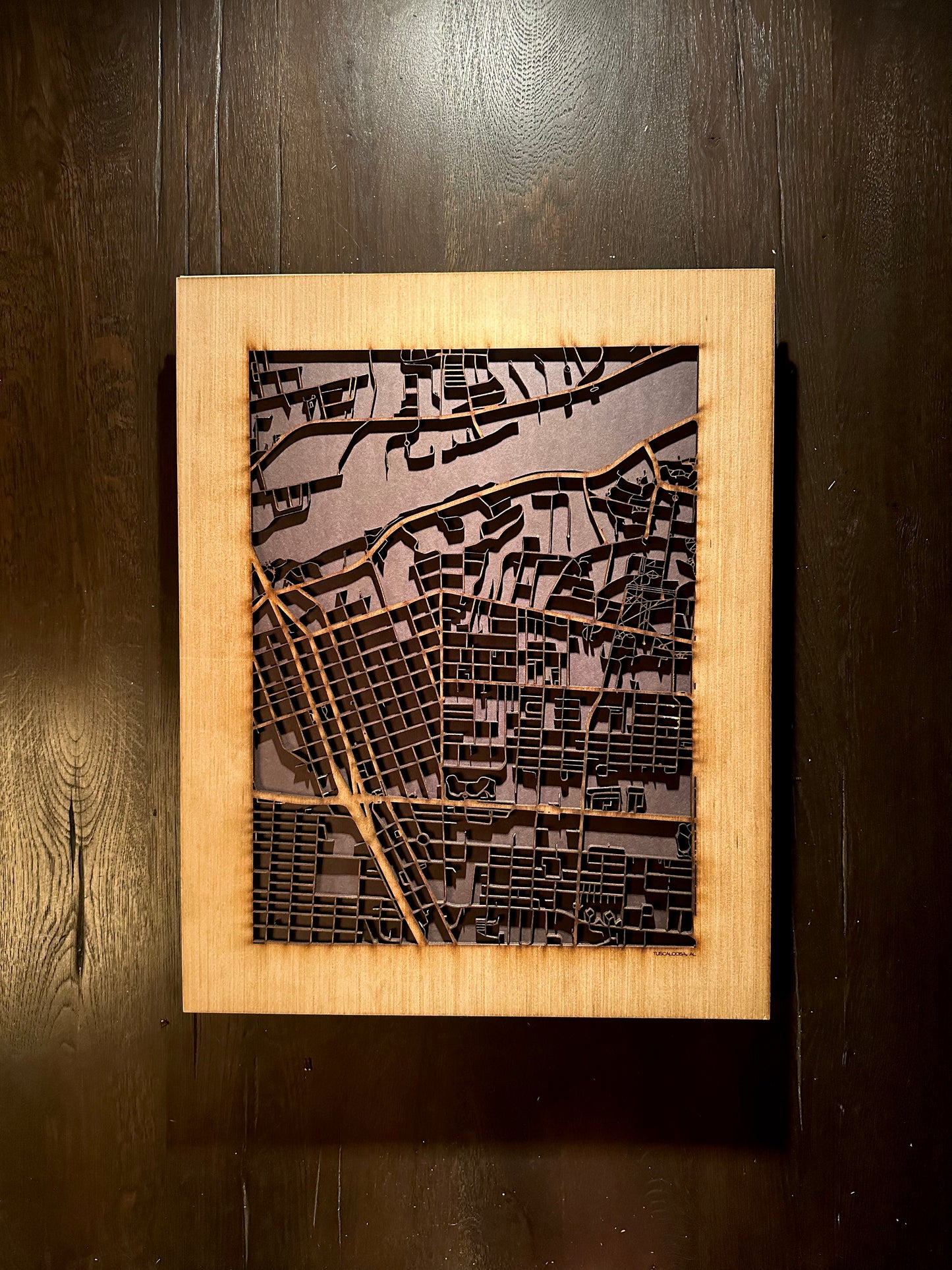 Tuscaloosa, AL City Street Map | Modern Wood Wall Art in a Minimalist design. 2 sizes
