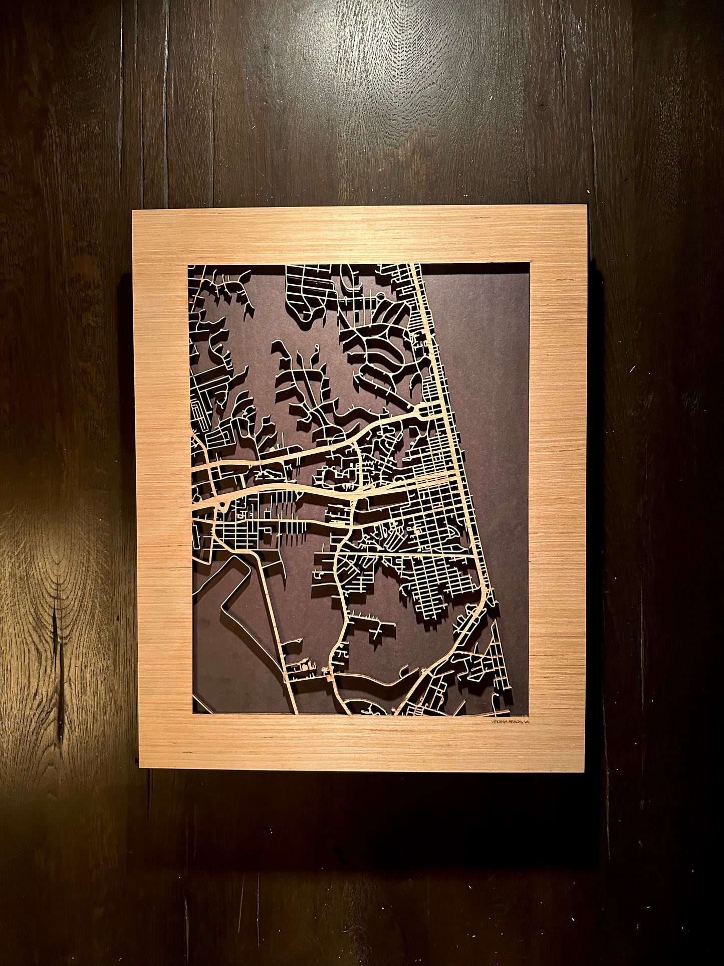 Virginia Beach, VA City Street Map | Modern Wood Wall Art in a Minimalist design. 2 sizes