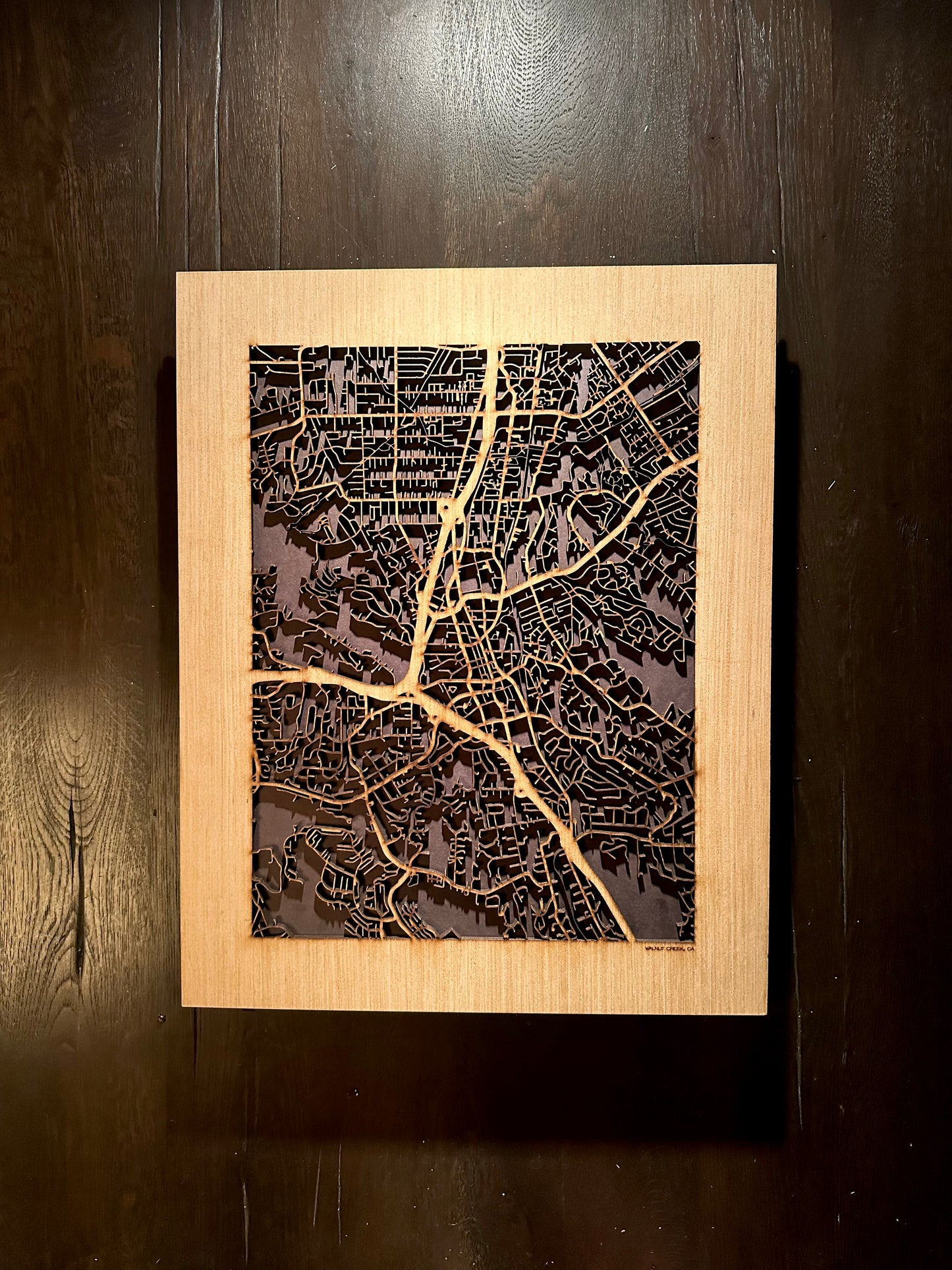 Walnut Creek, CA City Street Map | Modern Wood Wall Art in a Minimalist design. 2 sizes