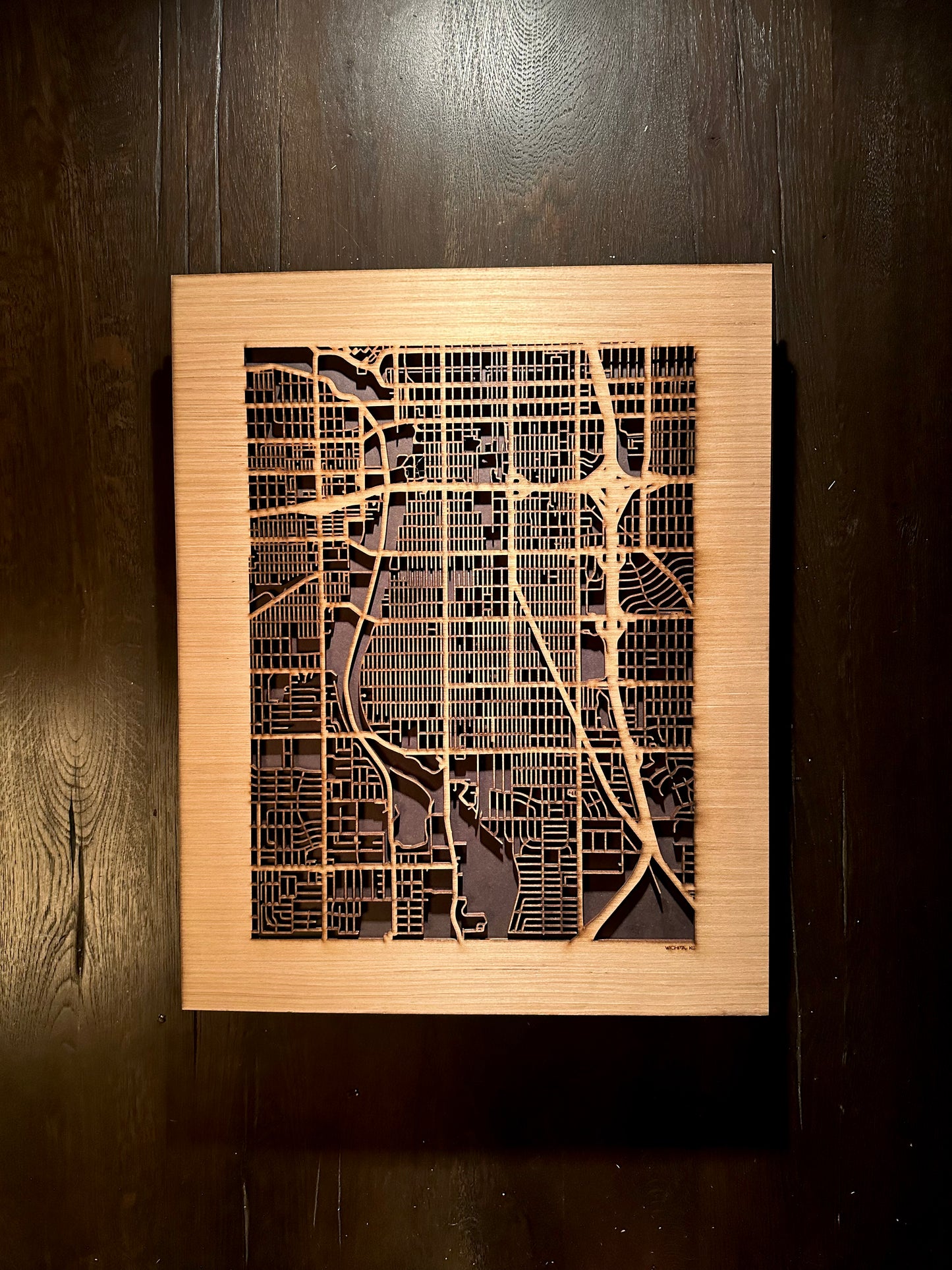 Wichita, KS City Street Map | Modern Wood Wall Art in a Minimalist design. 2 sizes