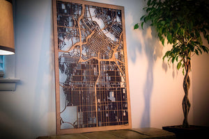 City Maps, Large 24x36" Perfect Housewarming Gift! Wooden Street Cutouts