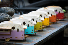 Load image into Gallery viewer, Paintable Camper Bird House playset you can snap together and use! Bring back the love of travel and camping with a miniature model trailer