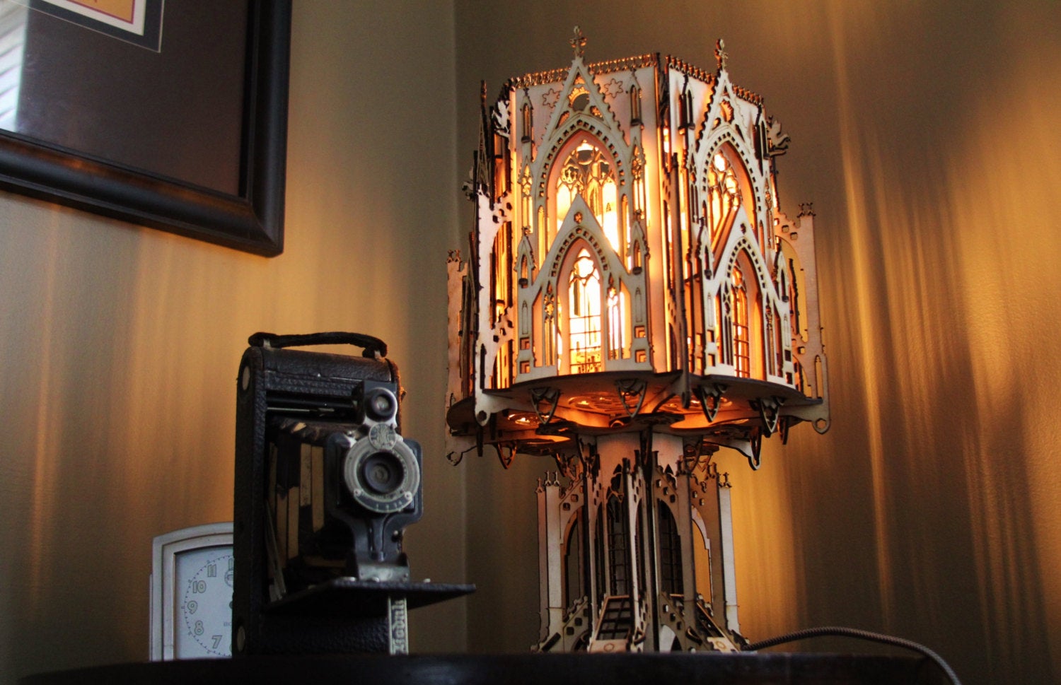 The Cathedral, Gothic Style Lamp, 3D Architecture Wood Sculpture