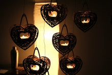 Load image into Gallery viewer, Heartstrings, Hanging Tealight Luminaire kits. Natural wood model kit you snap together!