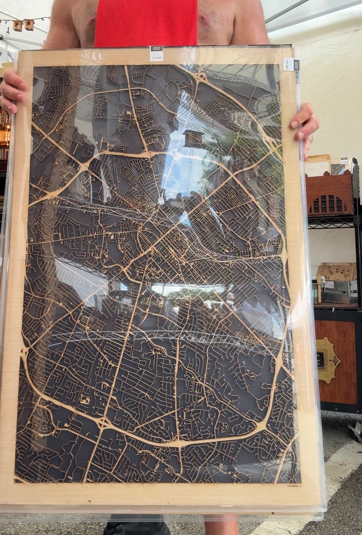 Lexington, KY City Street Map | Modern Wood Wall Art in a Minimalist design. 3 sizes