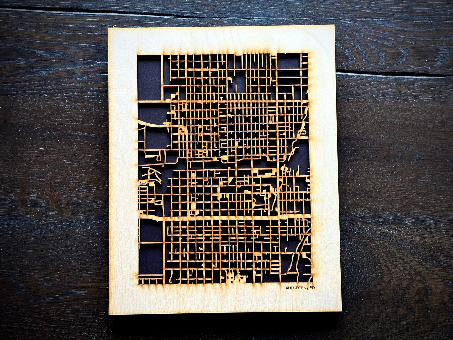 Aberdeen, SD City Street Map | Modern Wood Wall Art in a Minimalist design. 2 sizes